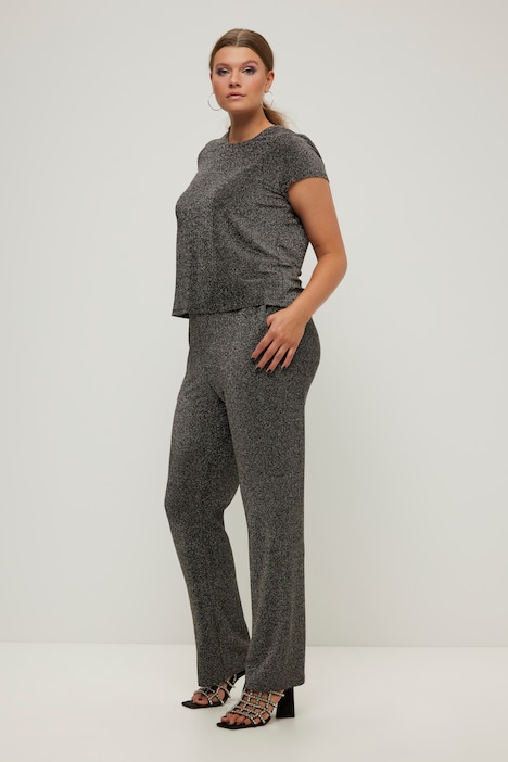 Hose, Wide Legs, Metallic-Glitter, Elastikbund