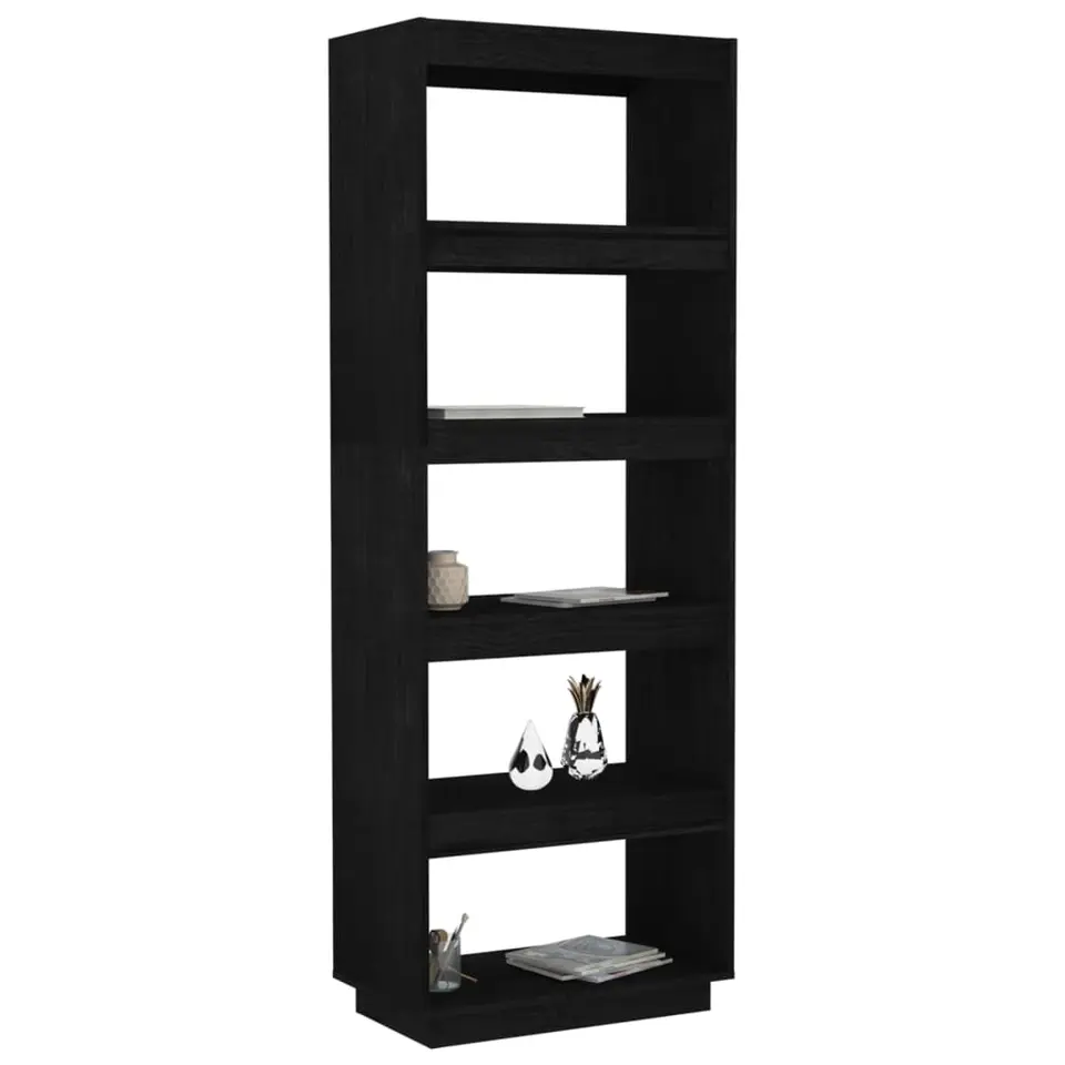 vidaXL - Boekenkast - Zwart - Grenenhout