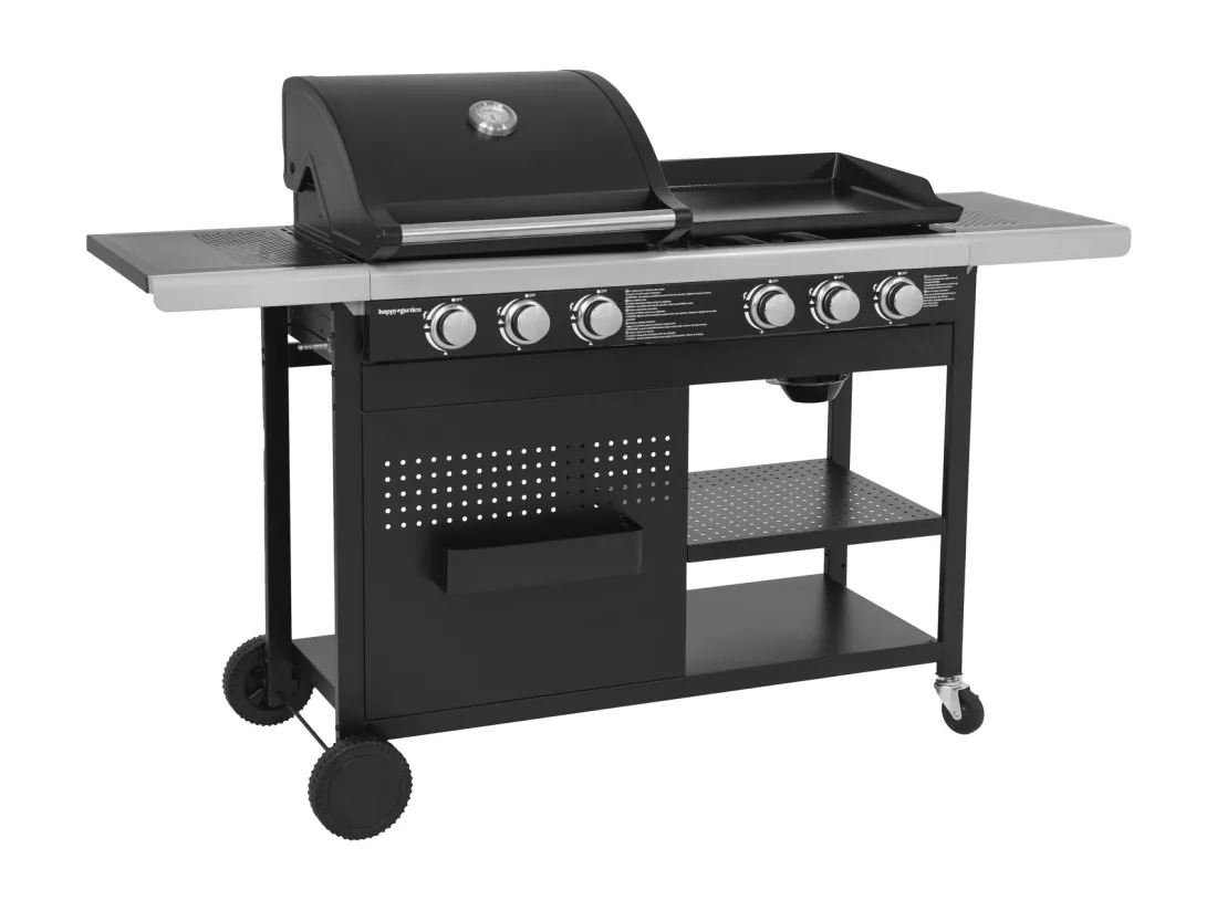 Barbecue duo au gaz VESUVIO - 3 brûleurs + plancha 3 brûleurs - HAPPY GARDEN