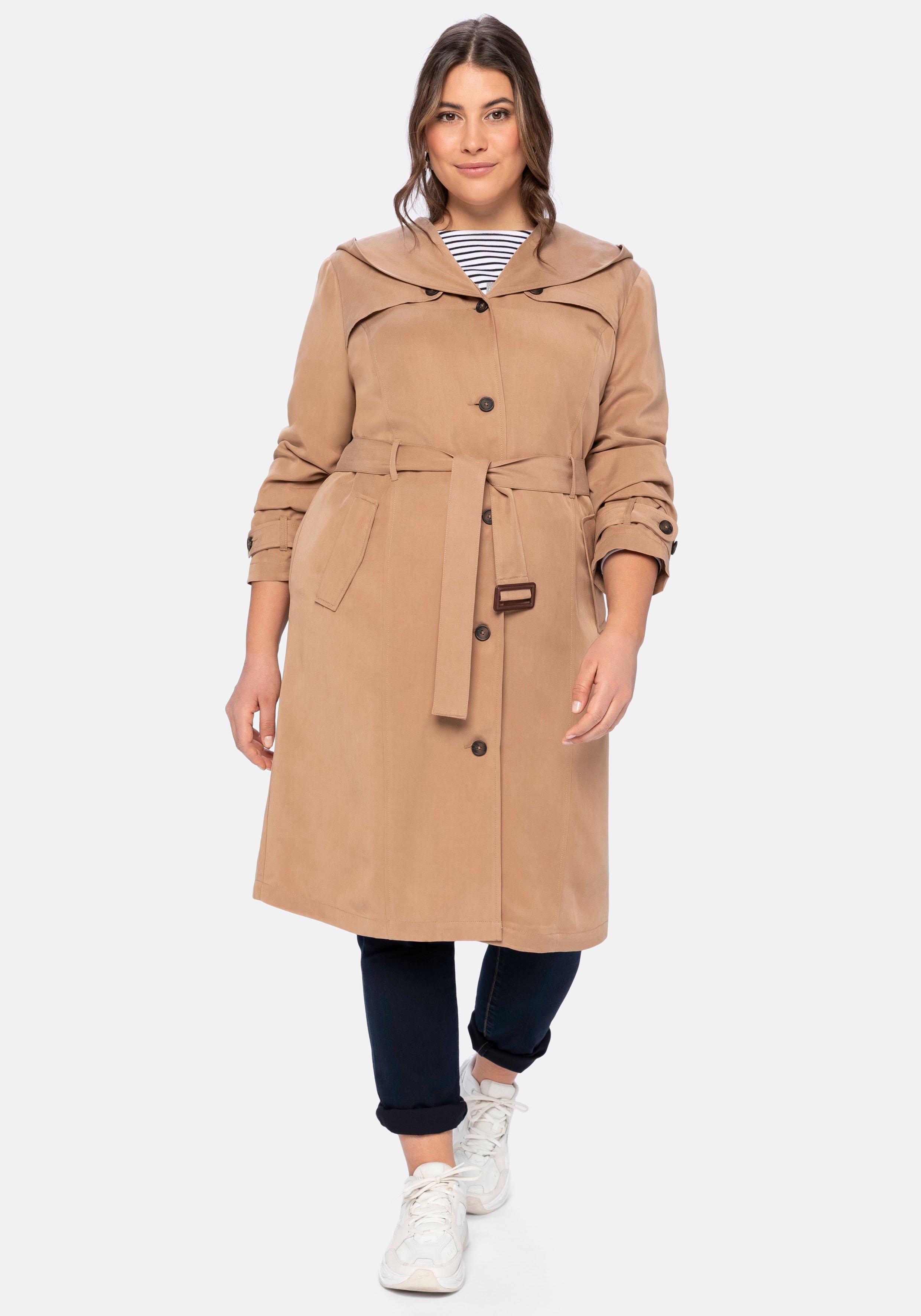 Trenchcoat mit Kapuze, aus TENCEL™ Lyocell