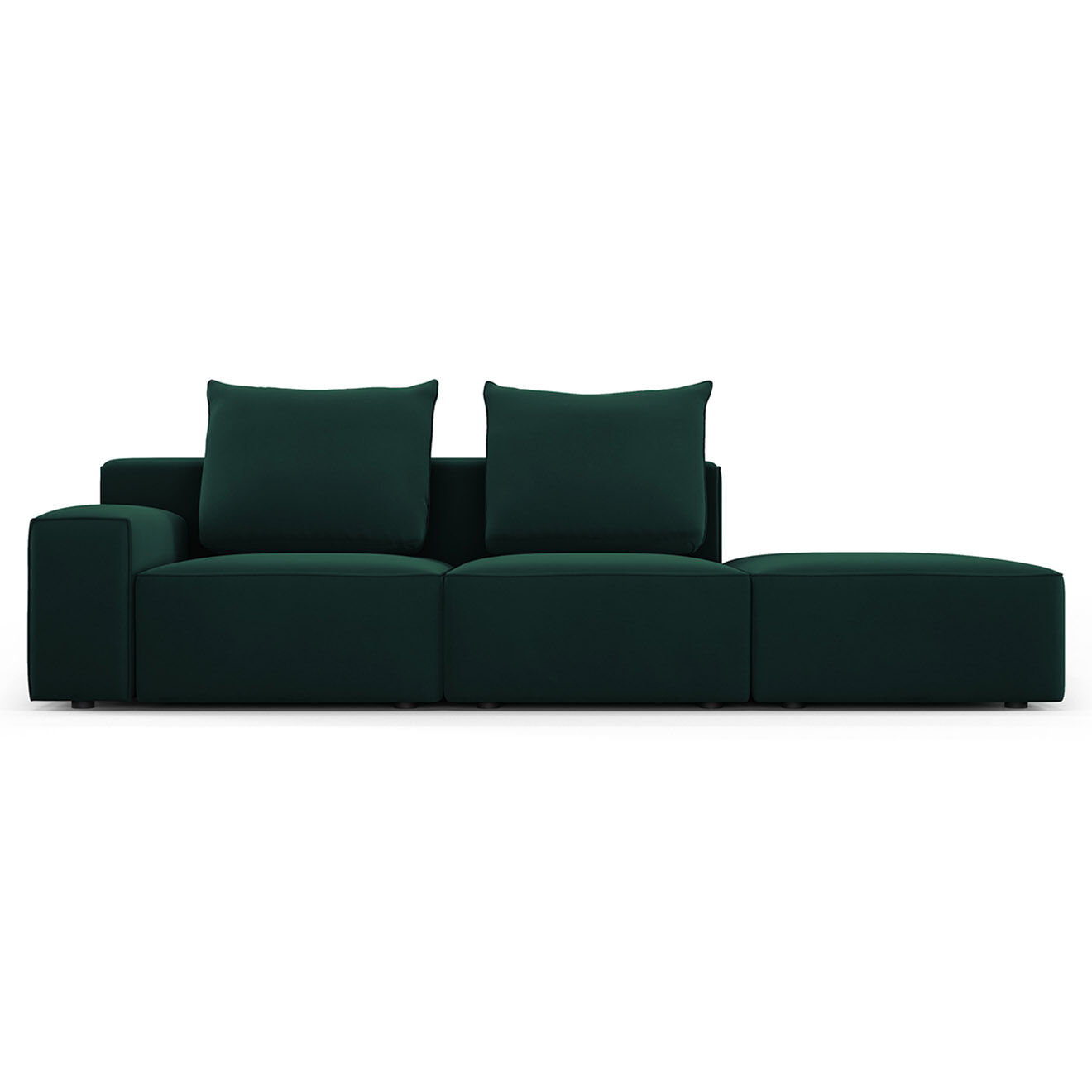 Mazzini Sofas Canapé Droit en Velours Ivy 4 Places vert foncé - 265x105x89 cm