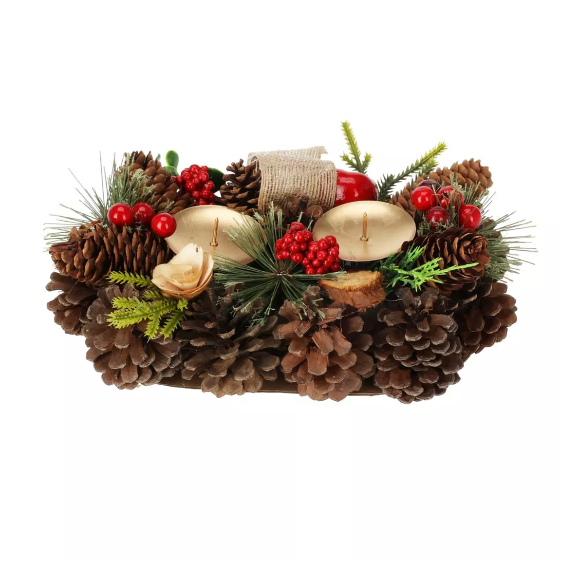 Centre de table bougies (26 cm) Pommes et baies