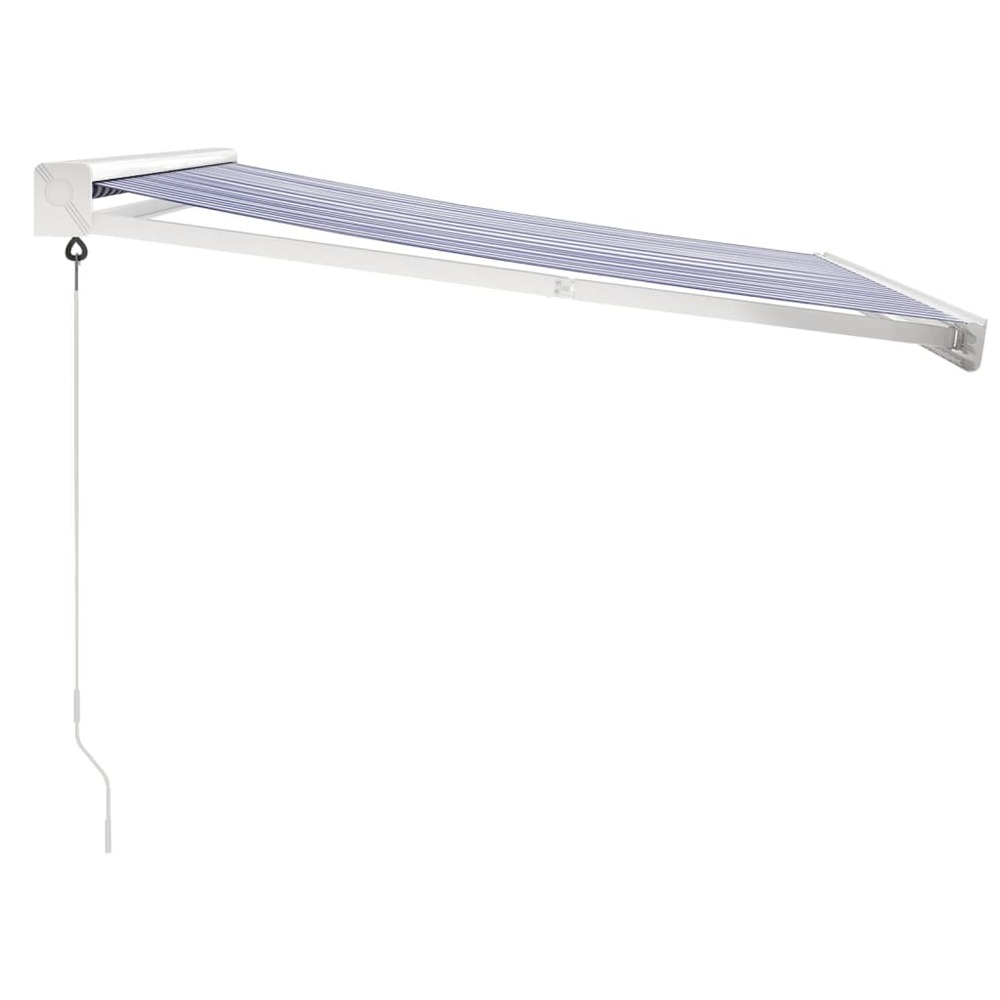 Auvent rétractable bleu et blanc 3x2,5 m tissu et aluminium