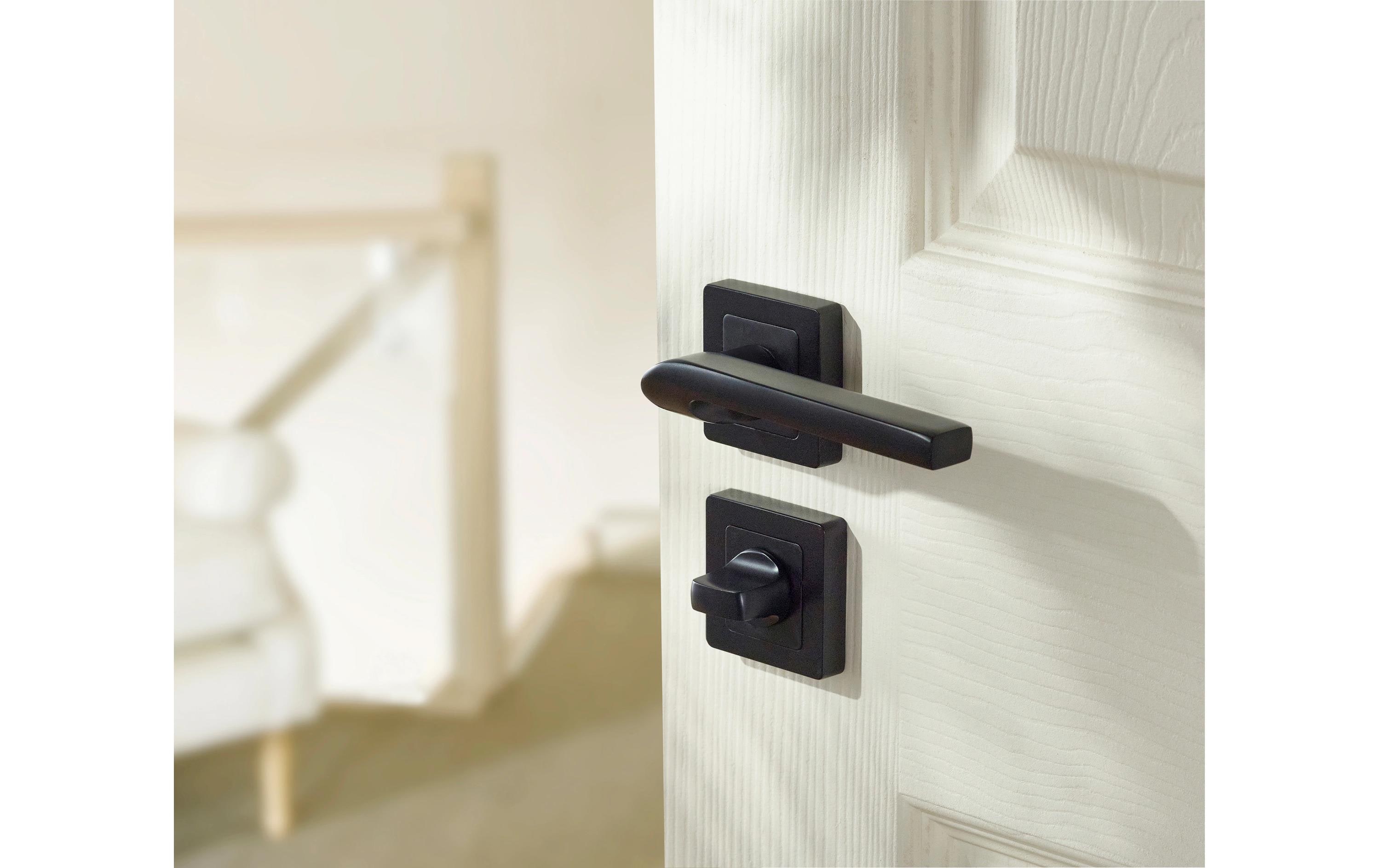 Türgriff Siena für Badezimmertür SchwarzTürgriff mit Knaufrosette, 8x8 mm