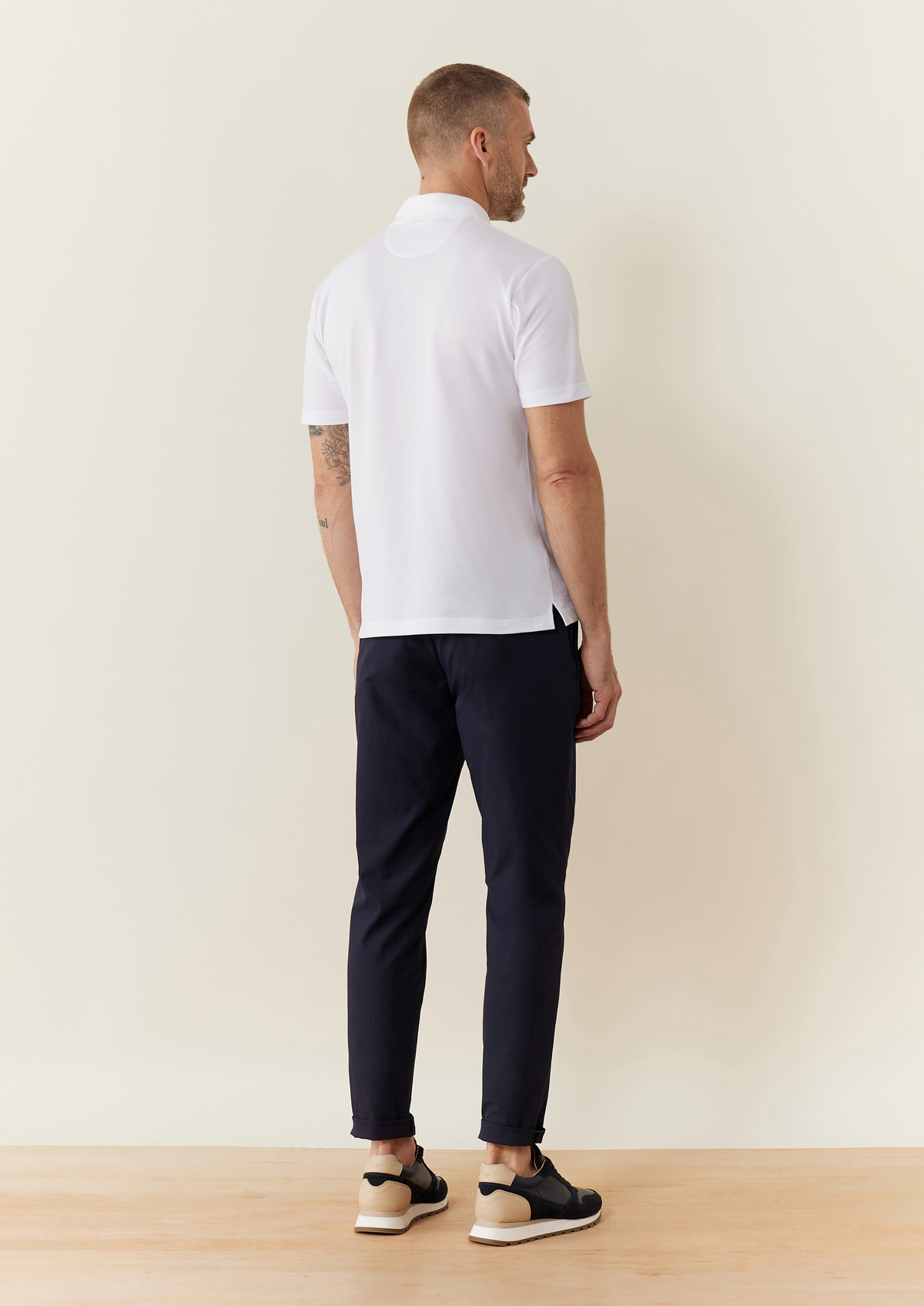 Chino Joueur slack skinny 7/8 uni bleu marine