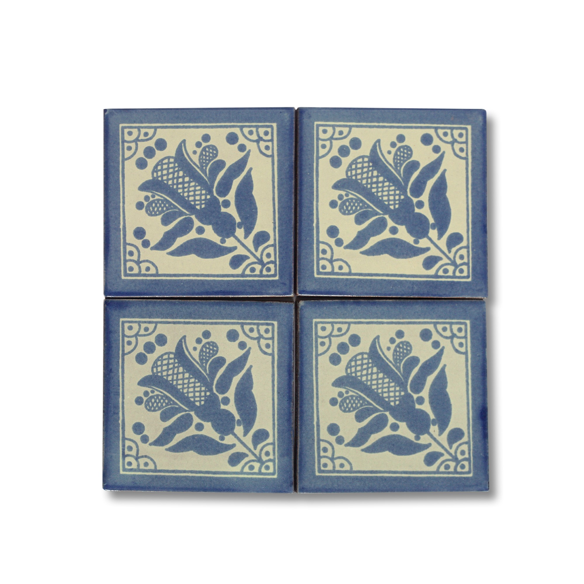 Kachel 'Cardo', blau, weiß, T 10 cm, B 10 cm, H 0,5 cm von fischer's lagerhaus