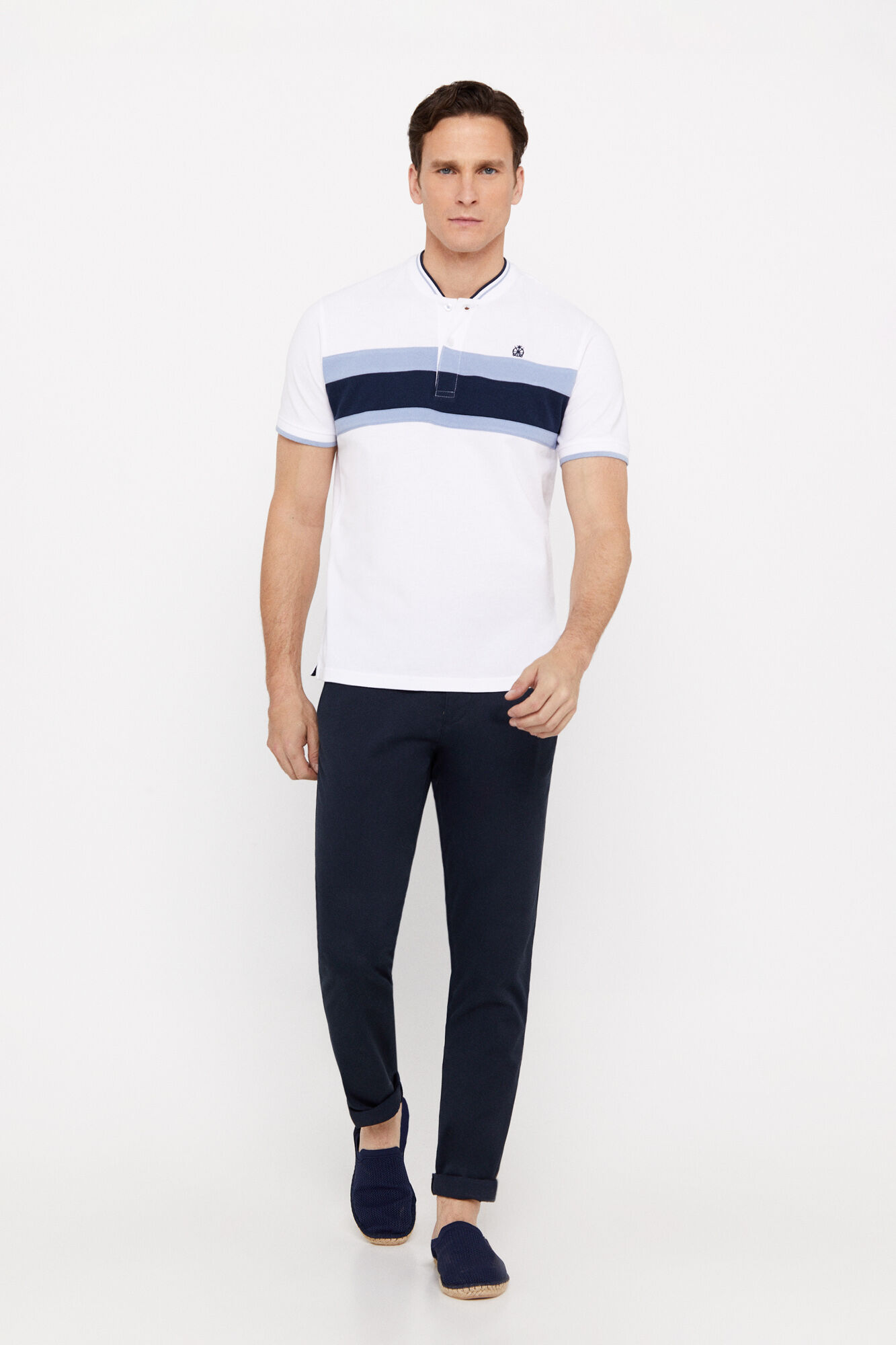 Camisa polo com gola bomber - Branca