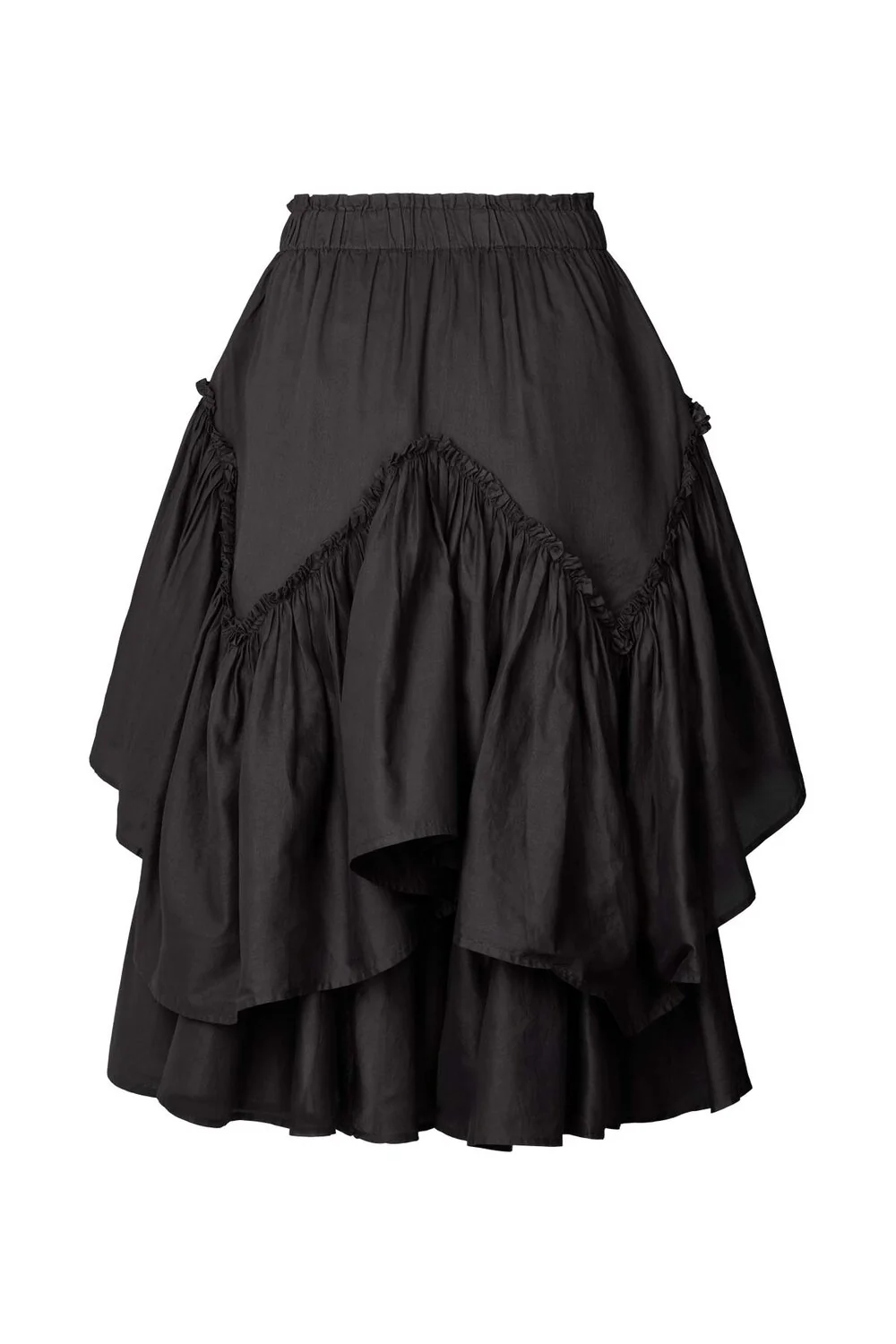 Rabens Saloner  Multi Sharmaine layer nederdel - sort