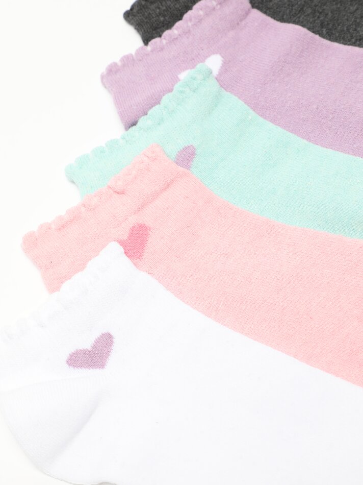 Pacote com 5 pares de meias curtas com ondas - Cores variadas