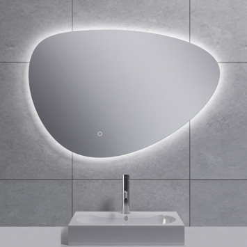 Marho Huevo organische badkamerspiegel met verlichting en verwarming dimbaar Ø 80 cm