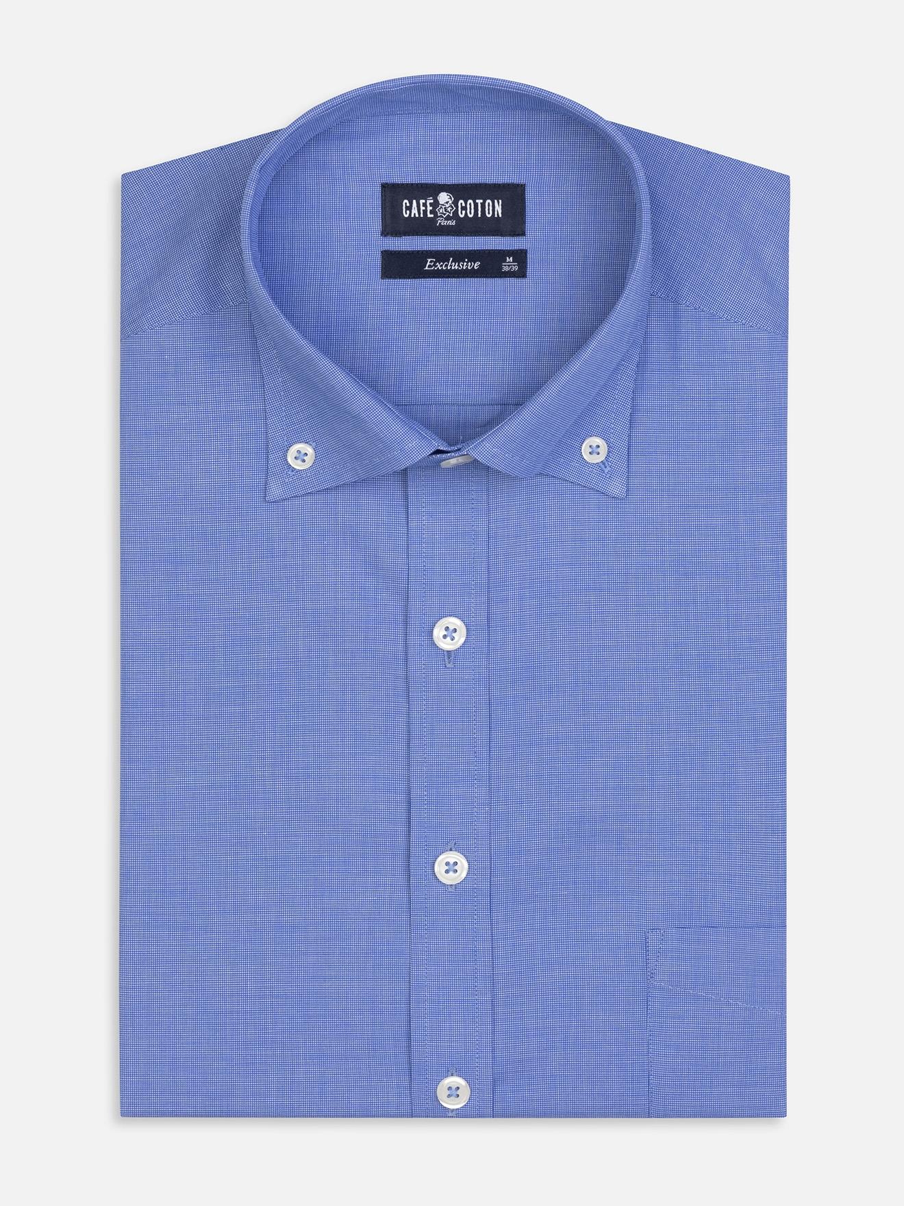 Chemise Daria en popeline bleue - Col Boutonné