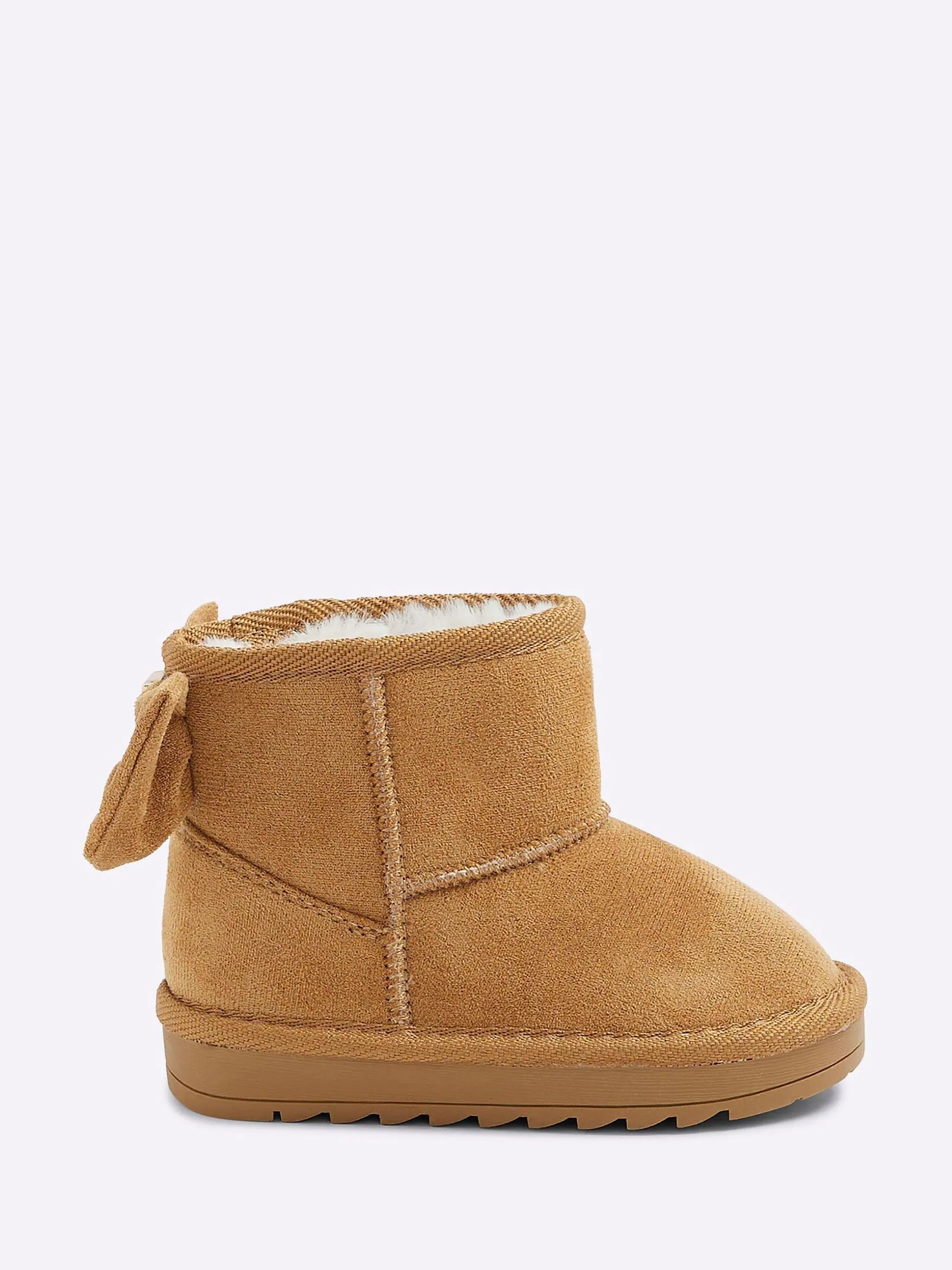 River Island Girls Suedette Bow Fur Lined Boots