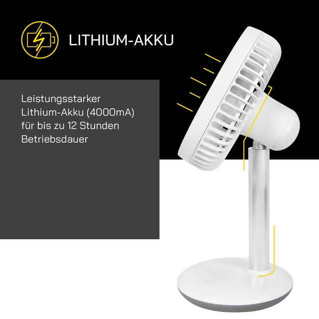 Gutfels Tischventilator »»VENTI 3010 R«« 15 cm Durchmesser kompakt, mit Touch- Bedienung und eine Laufzeit von 12 h