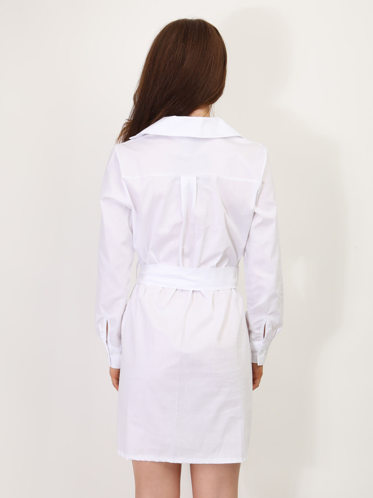 Robe chemisier à nouer- Blanc