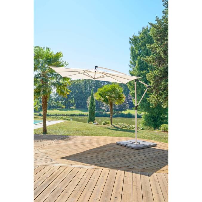 Parasol déporté rond MANOA Argile / Blé