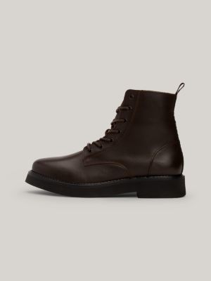 Botas de tornozelo de couro com fita de logotipo repetida