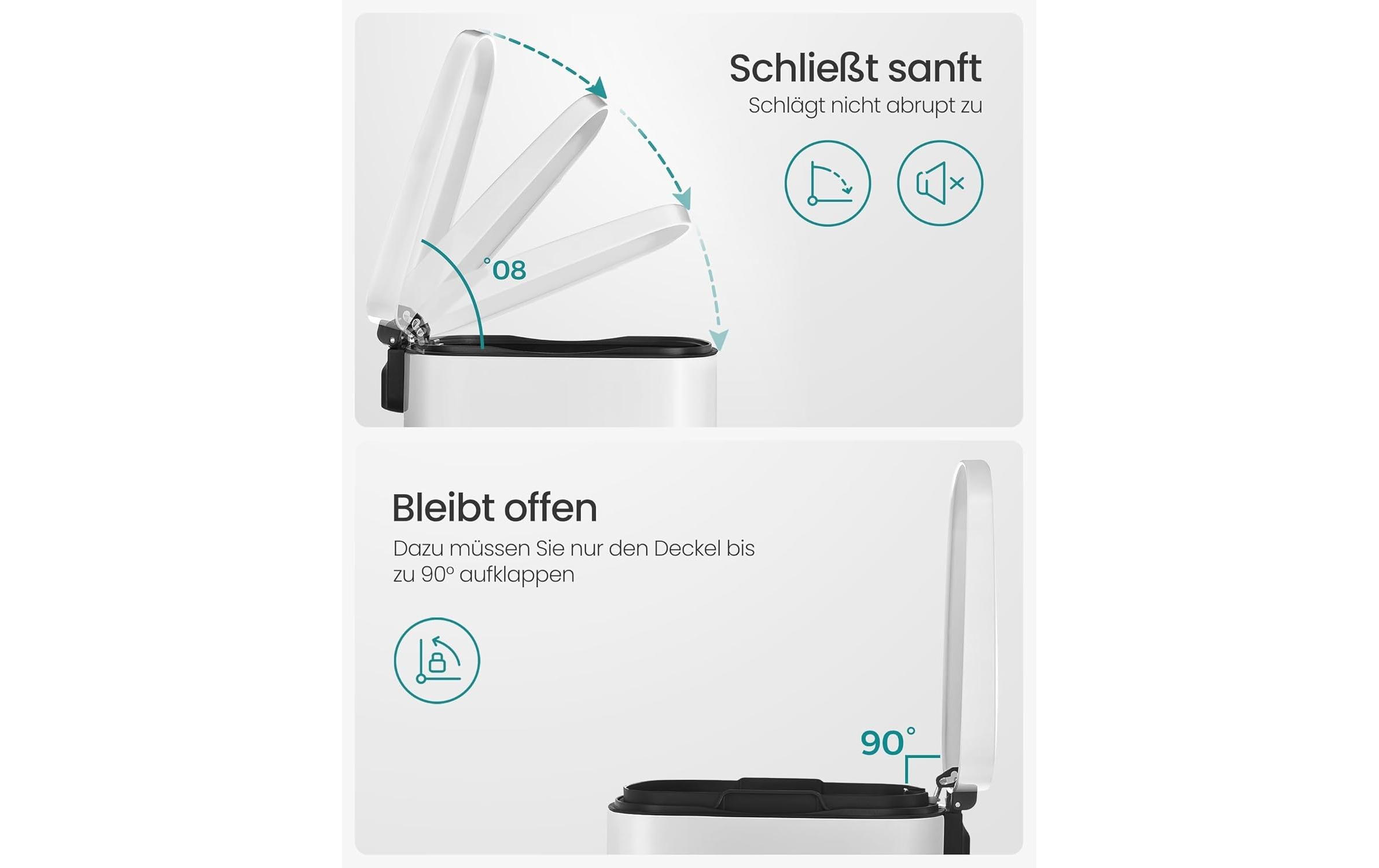 Abfalleimer 50 l, Weiss<br>Stylischer Treteimer