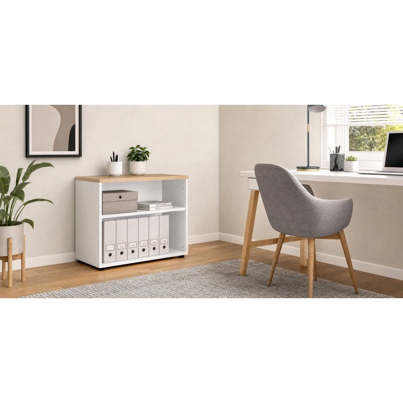Bibliothèque basse hauteur bureau H 75,5 x L 80 Squadra