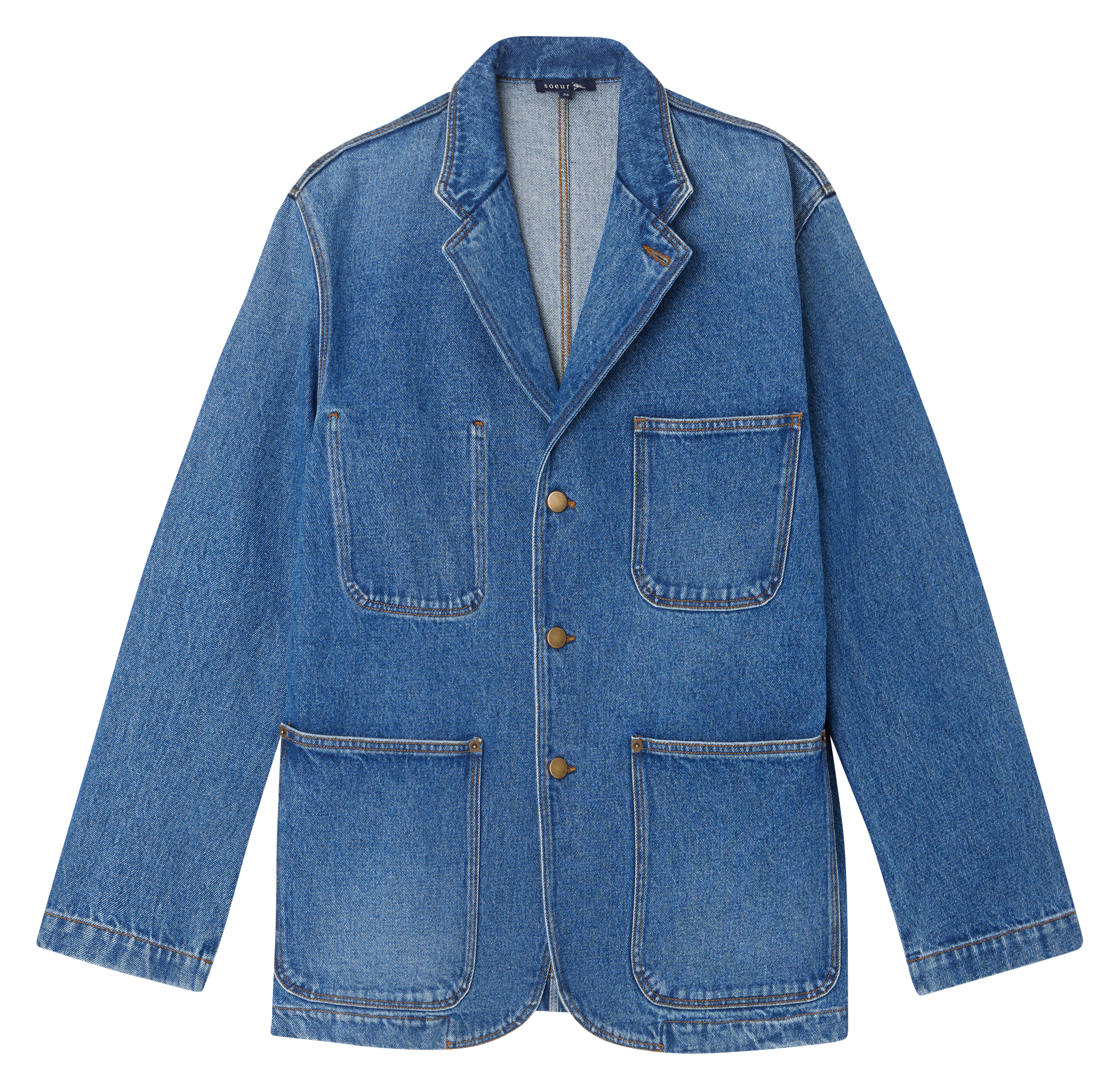 CHARLIZE - Veste oversize col tailleur en coton | Bleu