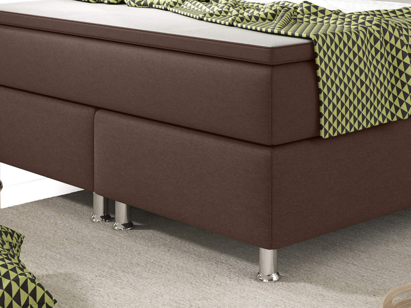 Boxspringbett - braun - mit Topper - H3 - 140x200 cm