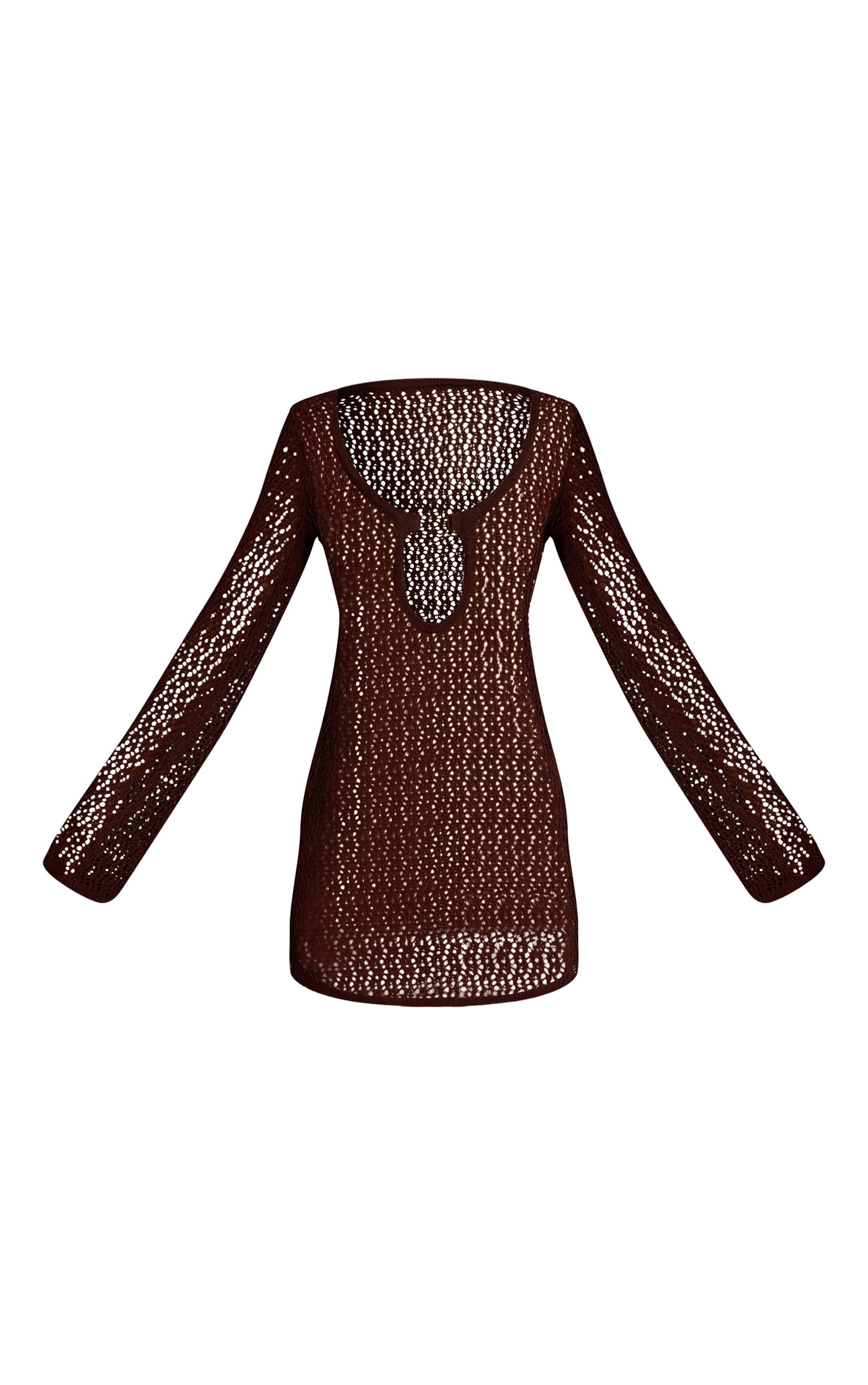 Chocolat Mini Robe De Plage En Crochet Avec Anneau En O