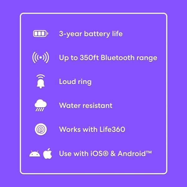 Life360 Tile Essentials Pack (2024) - 4-Pack (2 Black Mates/Slim/Sticker)