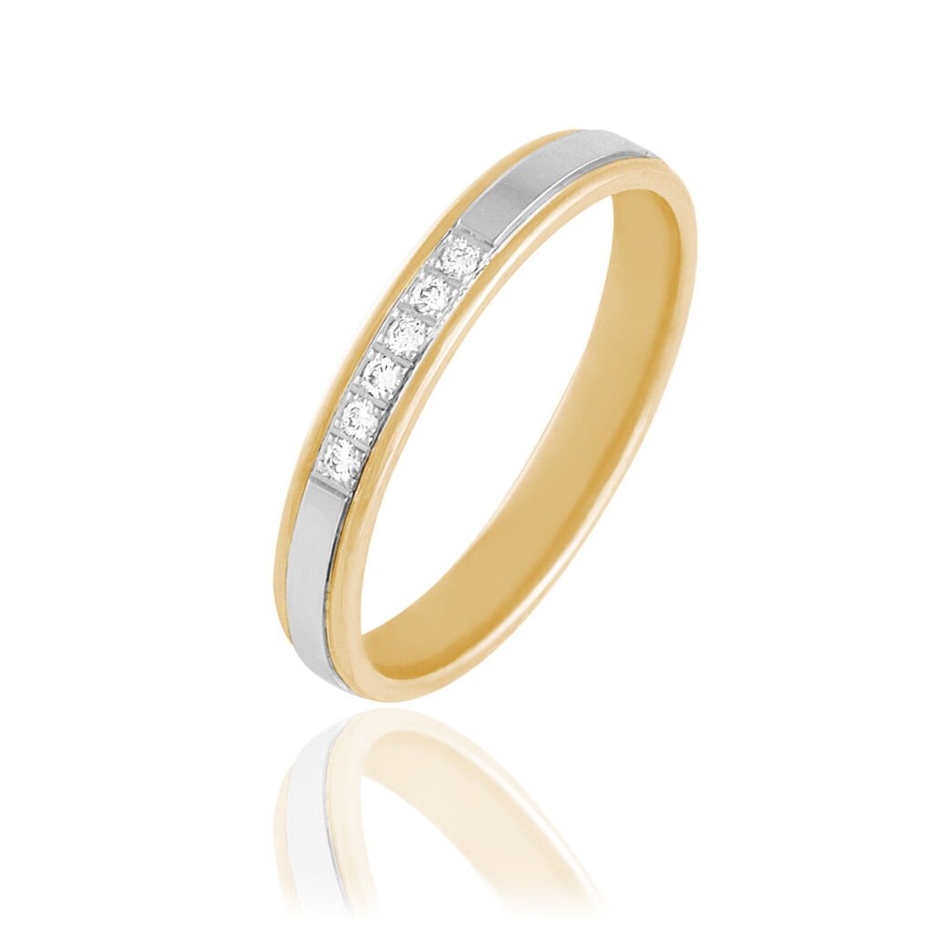 Alliance Serti Grains Or Bicolore Diamant