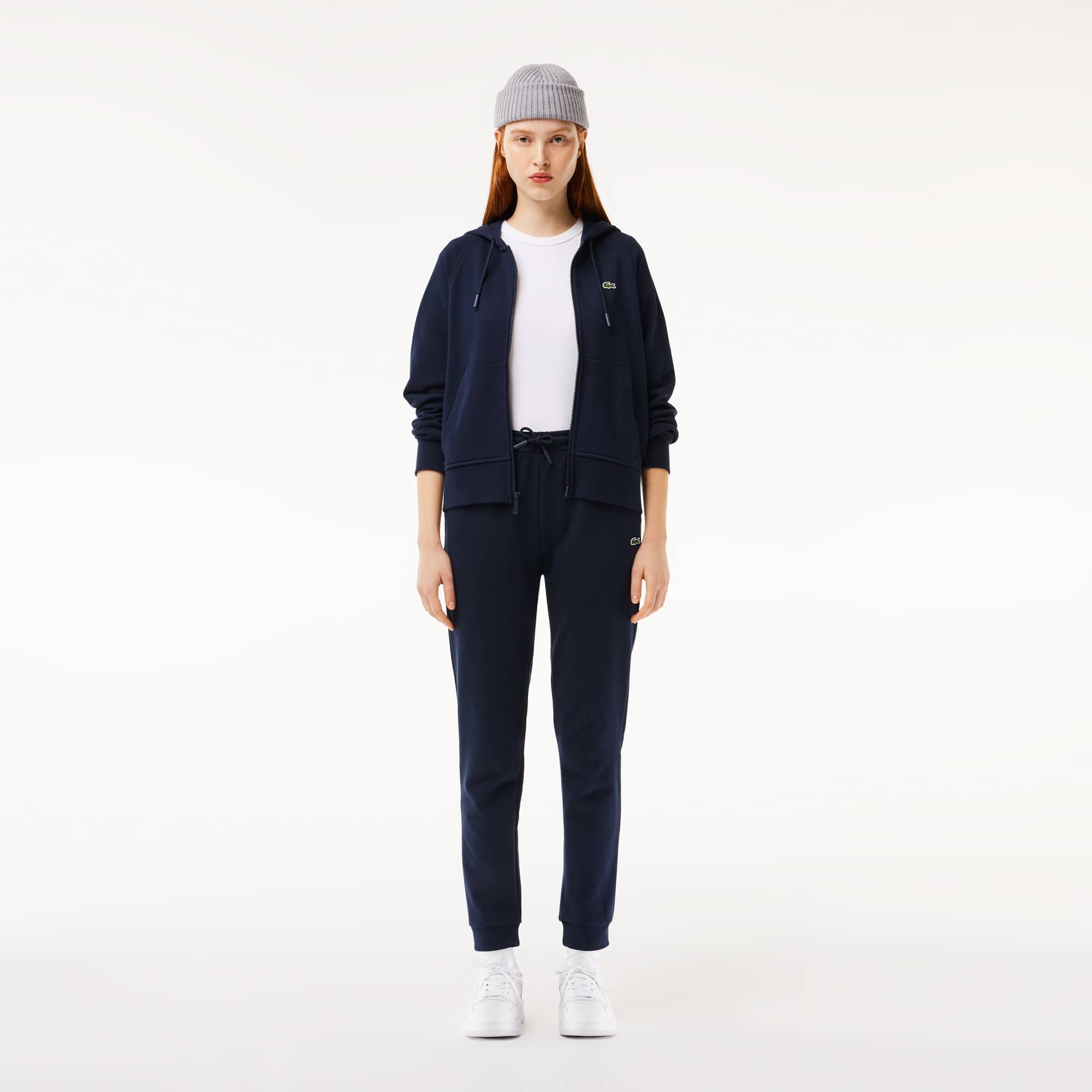 Sweatshirt zippé à capuche Jogger femme Lacoste en molleton biologique Sweatshirts - Bleu - Lacoste - Femme