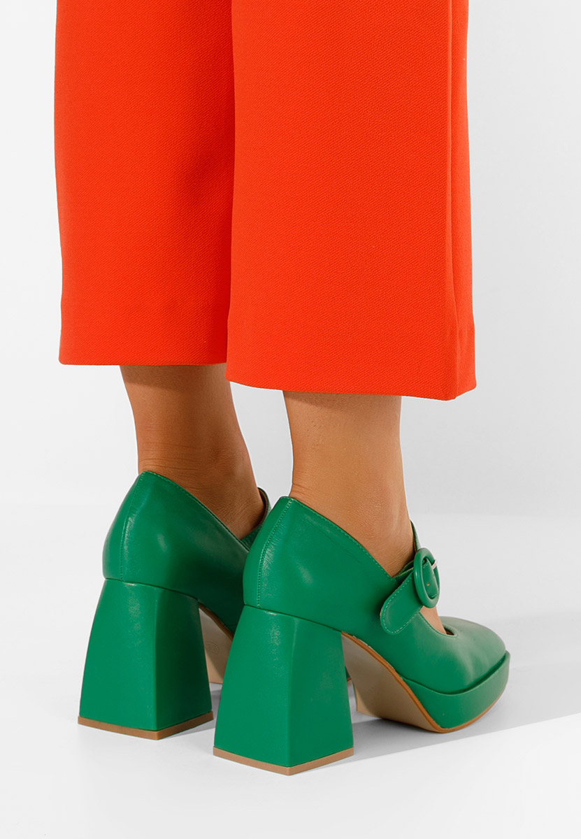 Chaussures à talon épais verts Lavosa