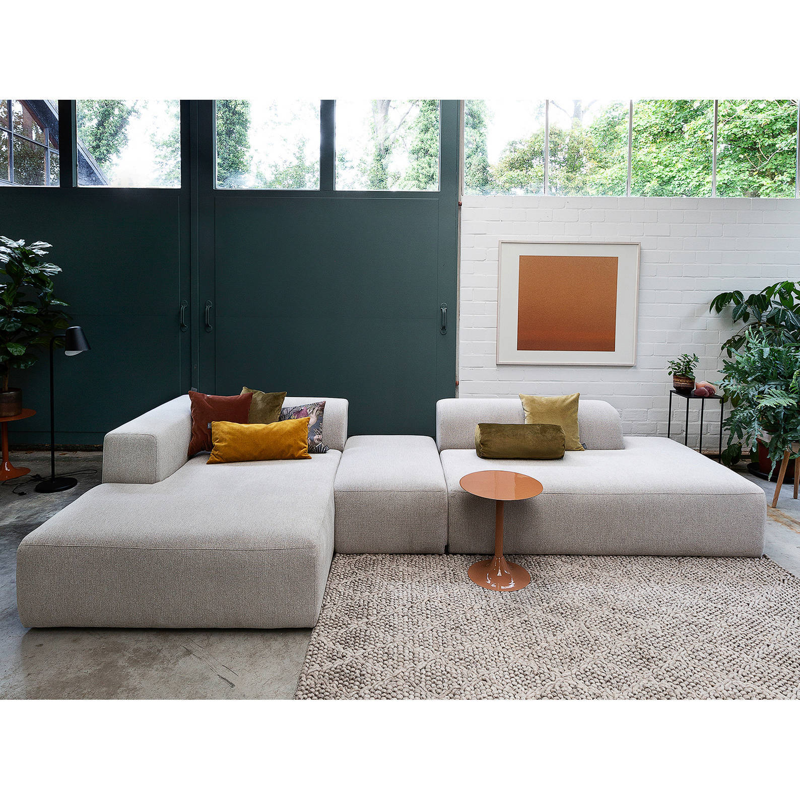 4X6 SOFA modulaire hoekbank links X6 + hocker (module I) X6