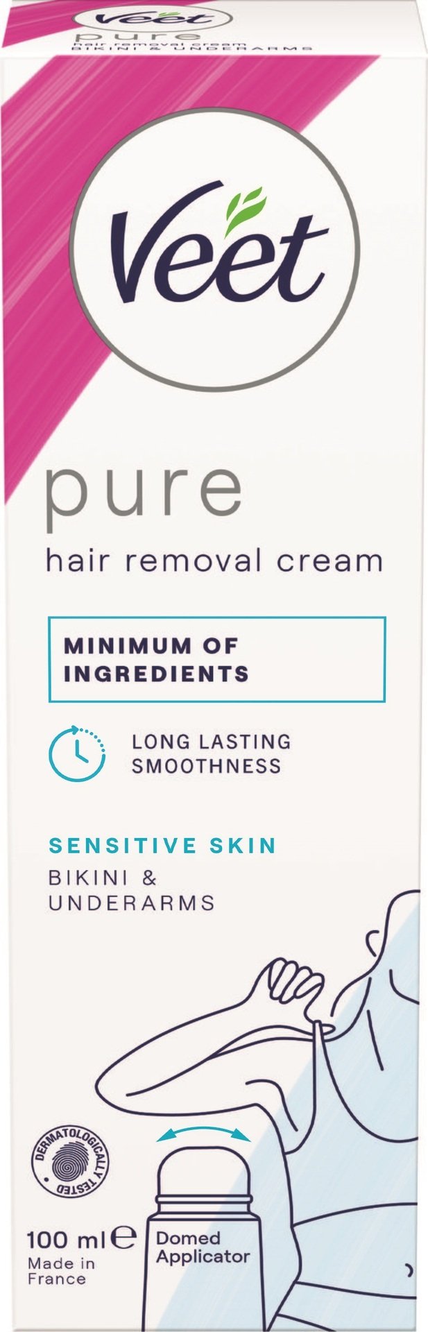 Veet Pure Hair Removal Cream Bikini&Underarm Sensitive Skin 100ml
