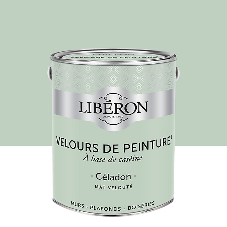 Peinture murs, plafonds et boiseries Velours de peinture vert celadon Libéron 2,5L