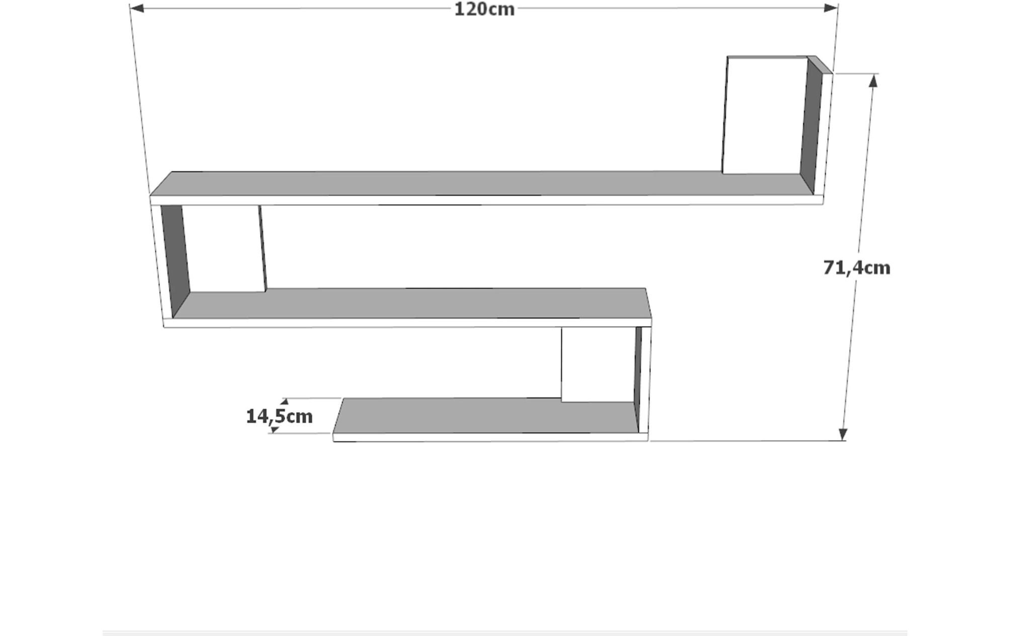 Wandregal WL10 120 x 71.4 x 14.5 cm, WeissRegal