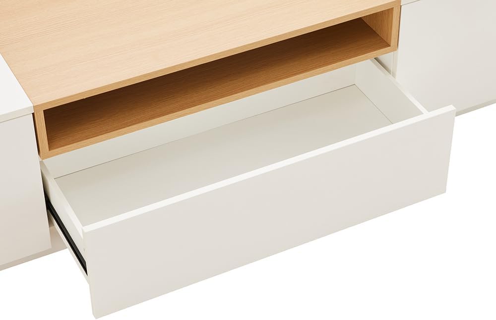Riess Ambiente Modernes TV-Board LOFT - 160cm - weiß - DREI Fächer mit Schublade Lowboard Kommode Eichen-Design
