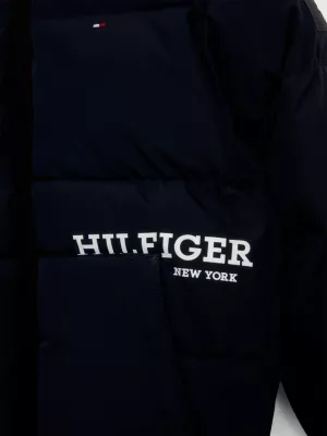 Jaqueta acolchoada com capuz e logotipo