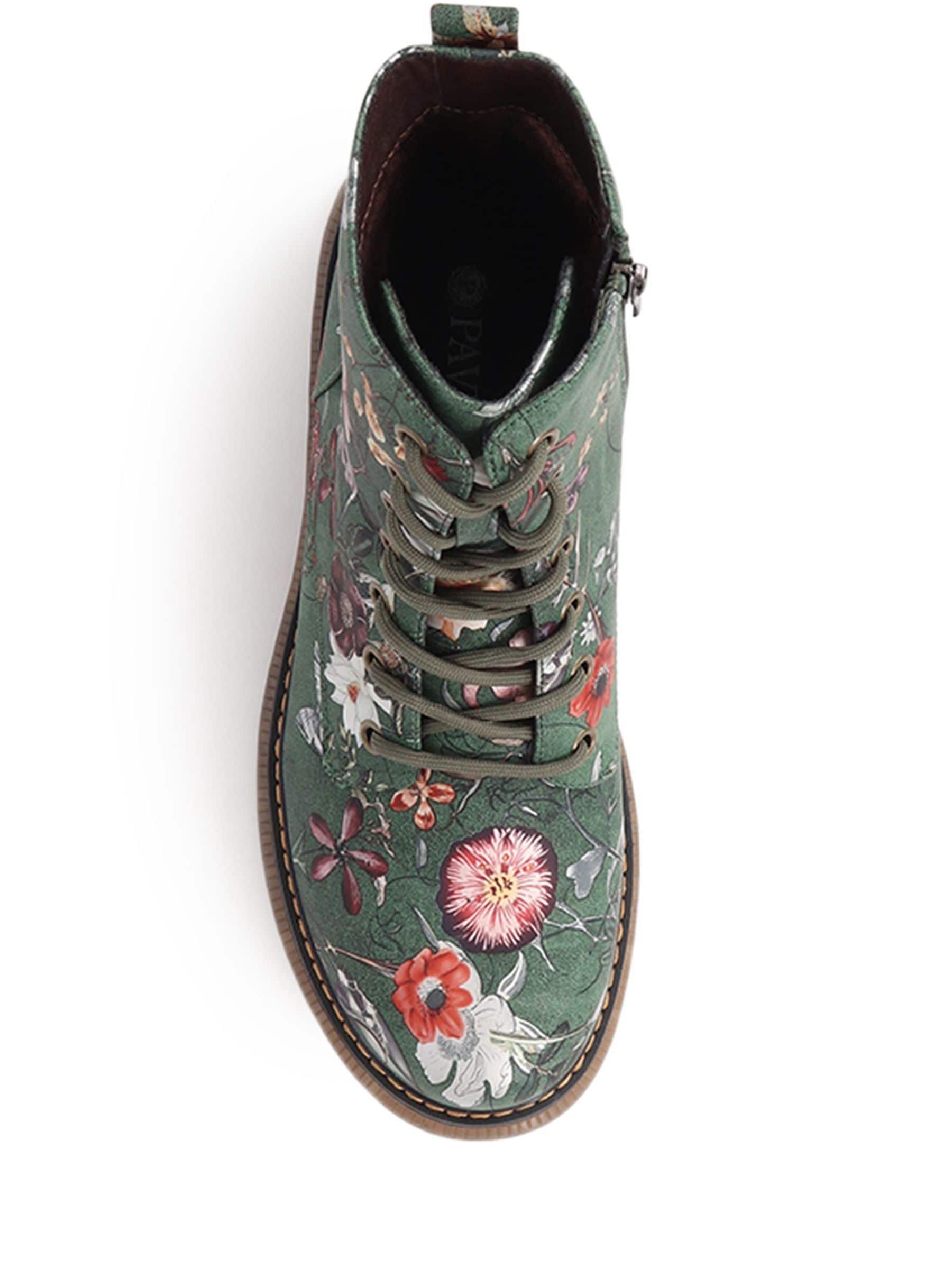 Groen - Pavers Lace Up Floral Boots