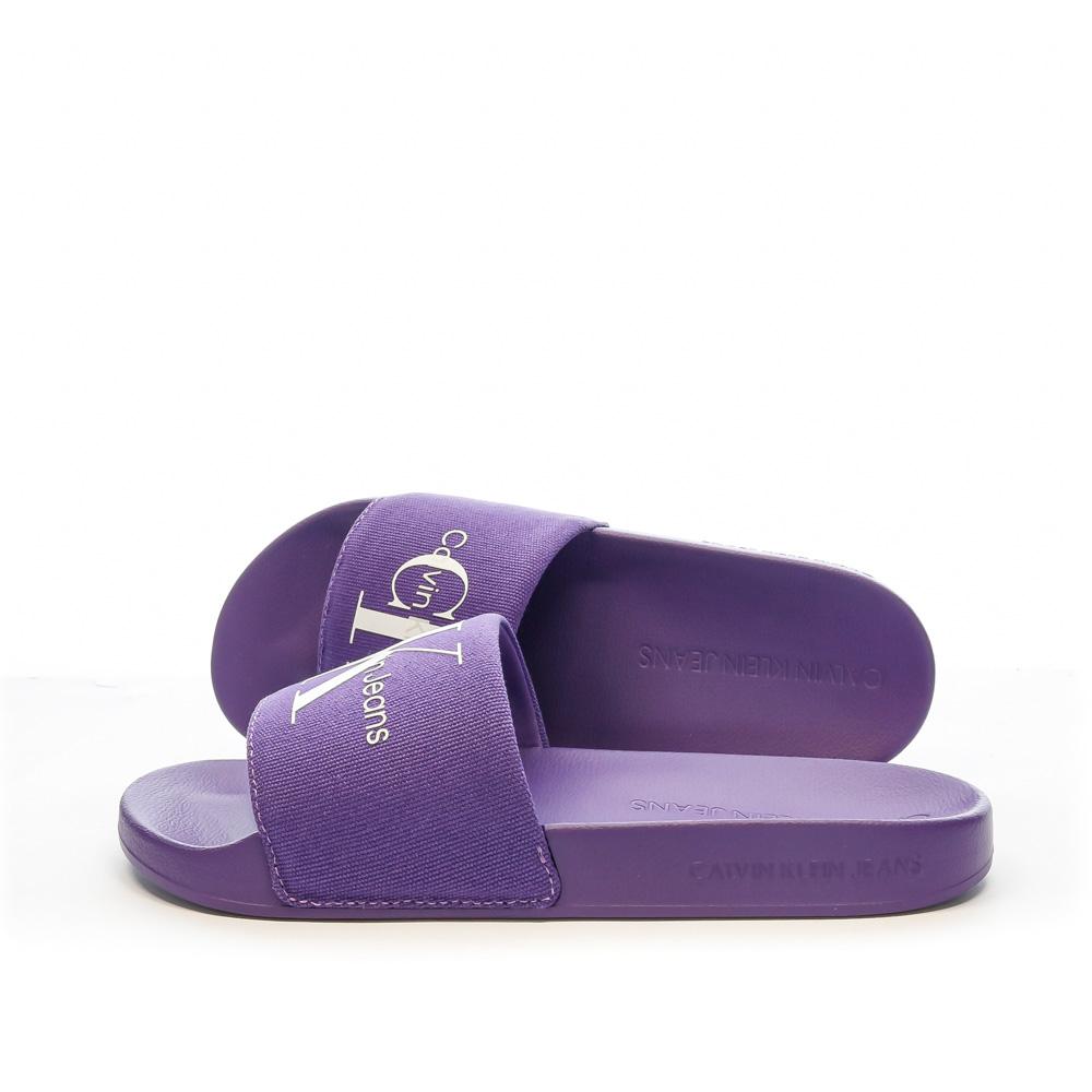 Calvin Klein Jeans Claquettes Violette Femme Calvin Klein Jeans Slide Monogram