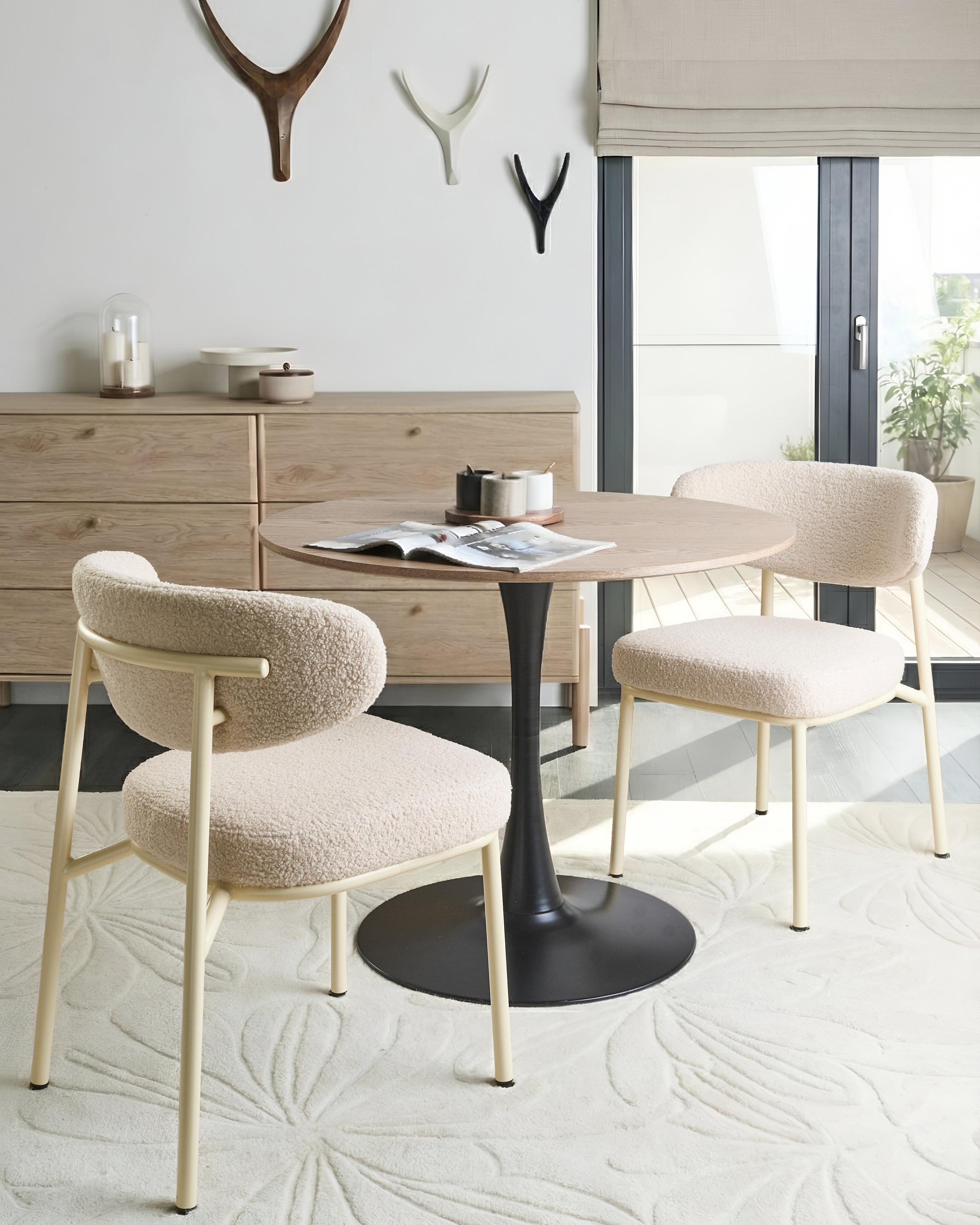 Set van 2 eetkamerstoelen UNITY Bouclé Lichtbeige