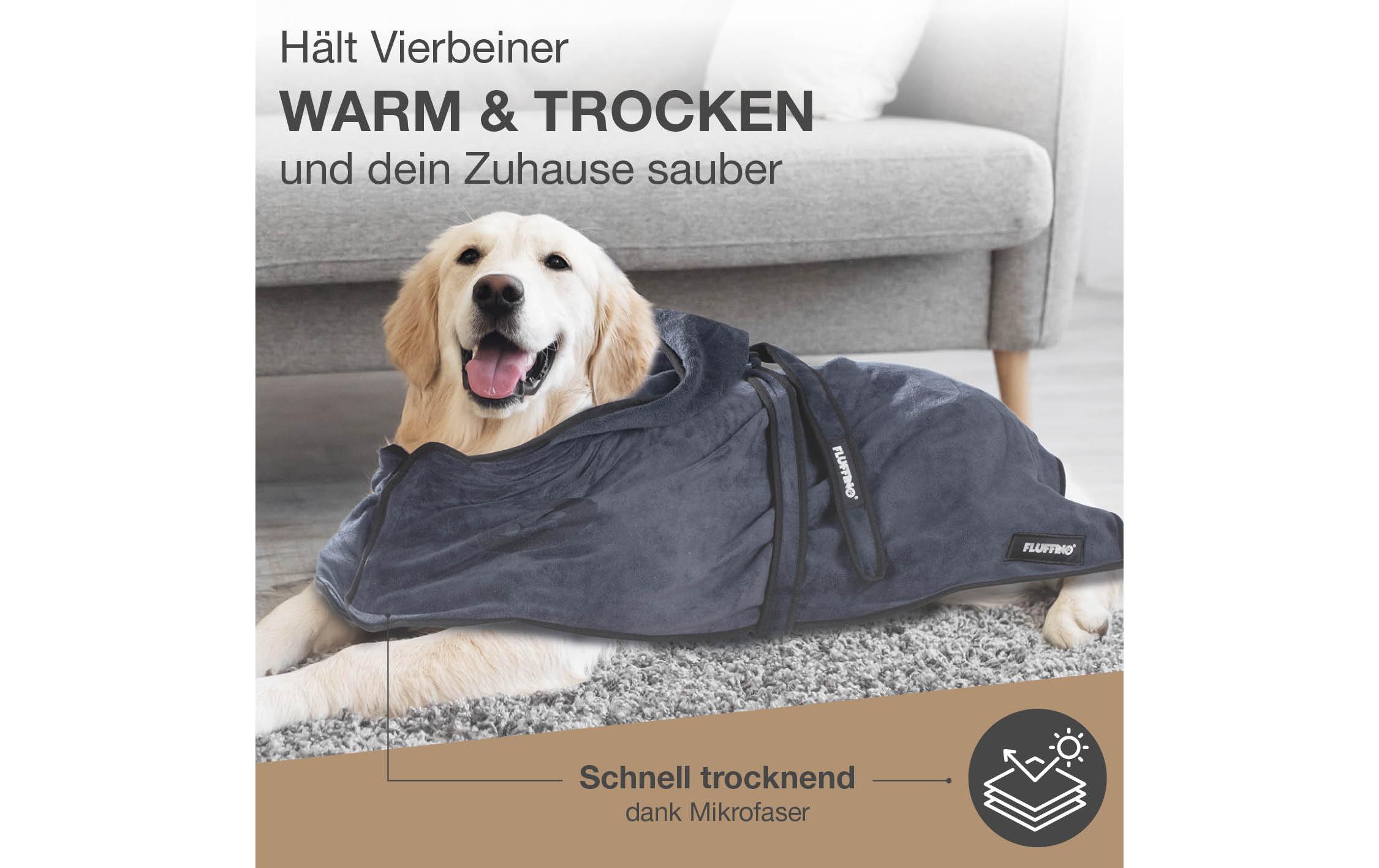 Bademantel Beige / Blau, MHundebademantel