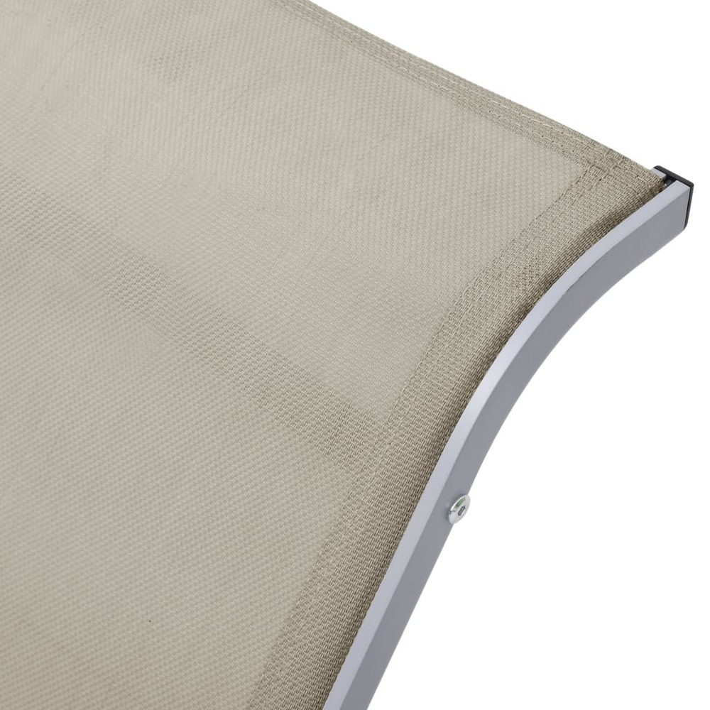 Transat chaise longue bain de soleil lit de jardin terrasse meuble d'extérieur textilène et aluminium crème