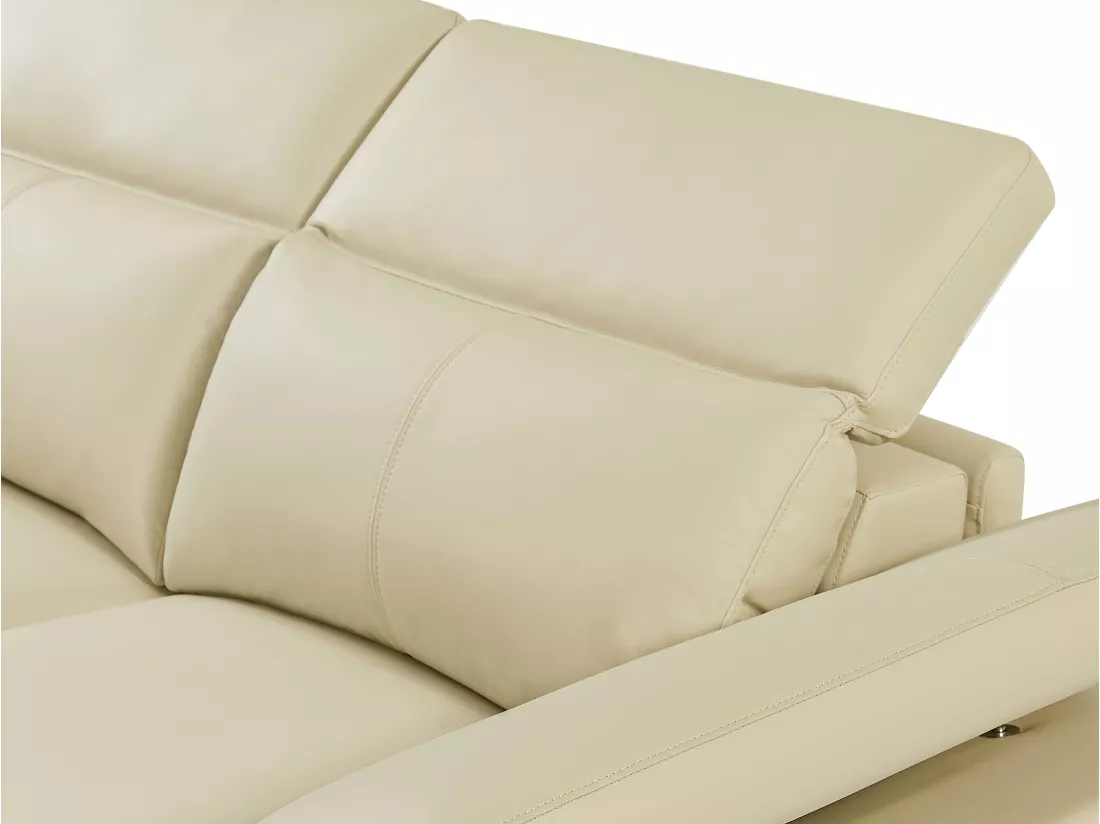 Canapé d'angle gauche relax électrique en cuir de vachette beige PUNO II
