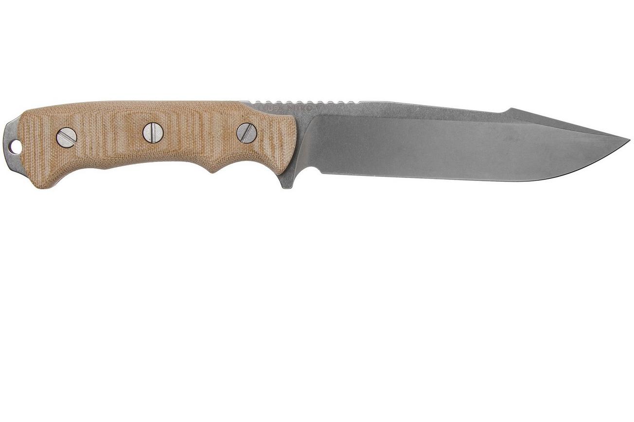 Rick Hinderer Fieldtac 6” Harpoon Spearpoint Stonewash Natural micarta survivalmes