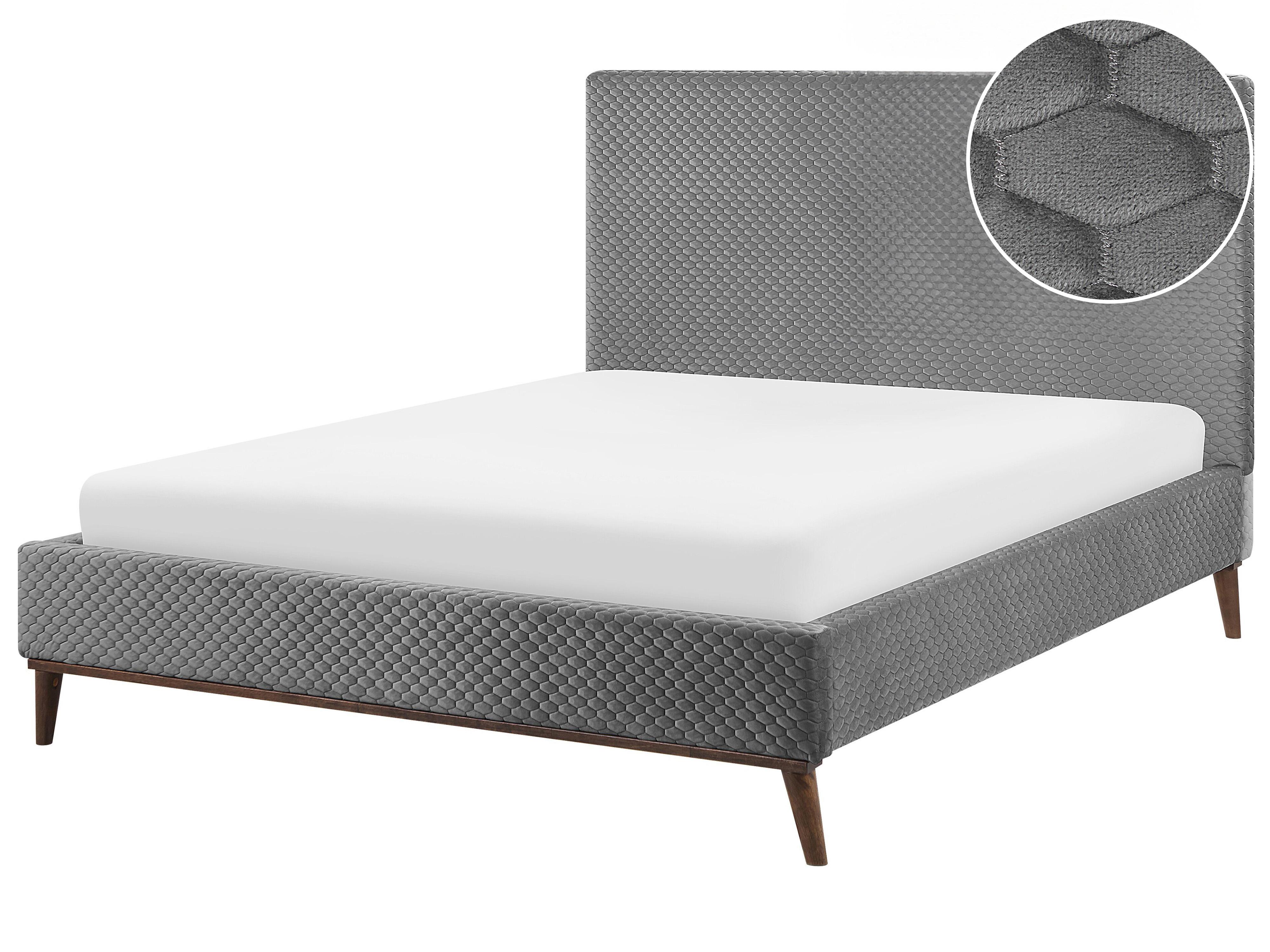 Bed Fluweel BAYONNE 140 x 200 cm Lichtgrijs