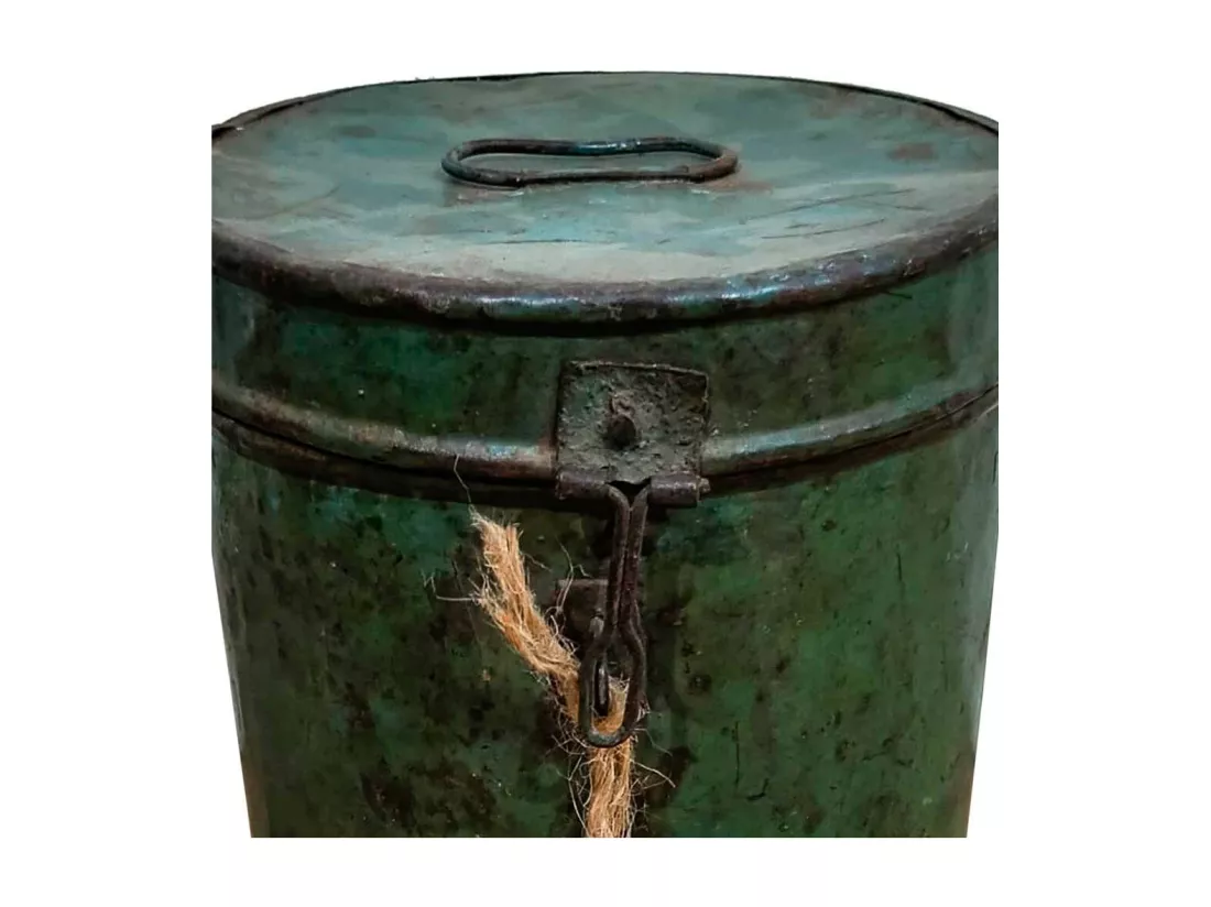 Bidon en metal vert 18x18x22h
