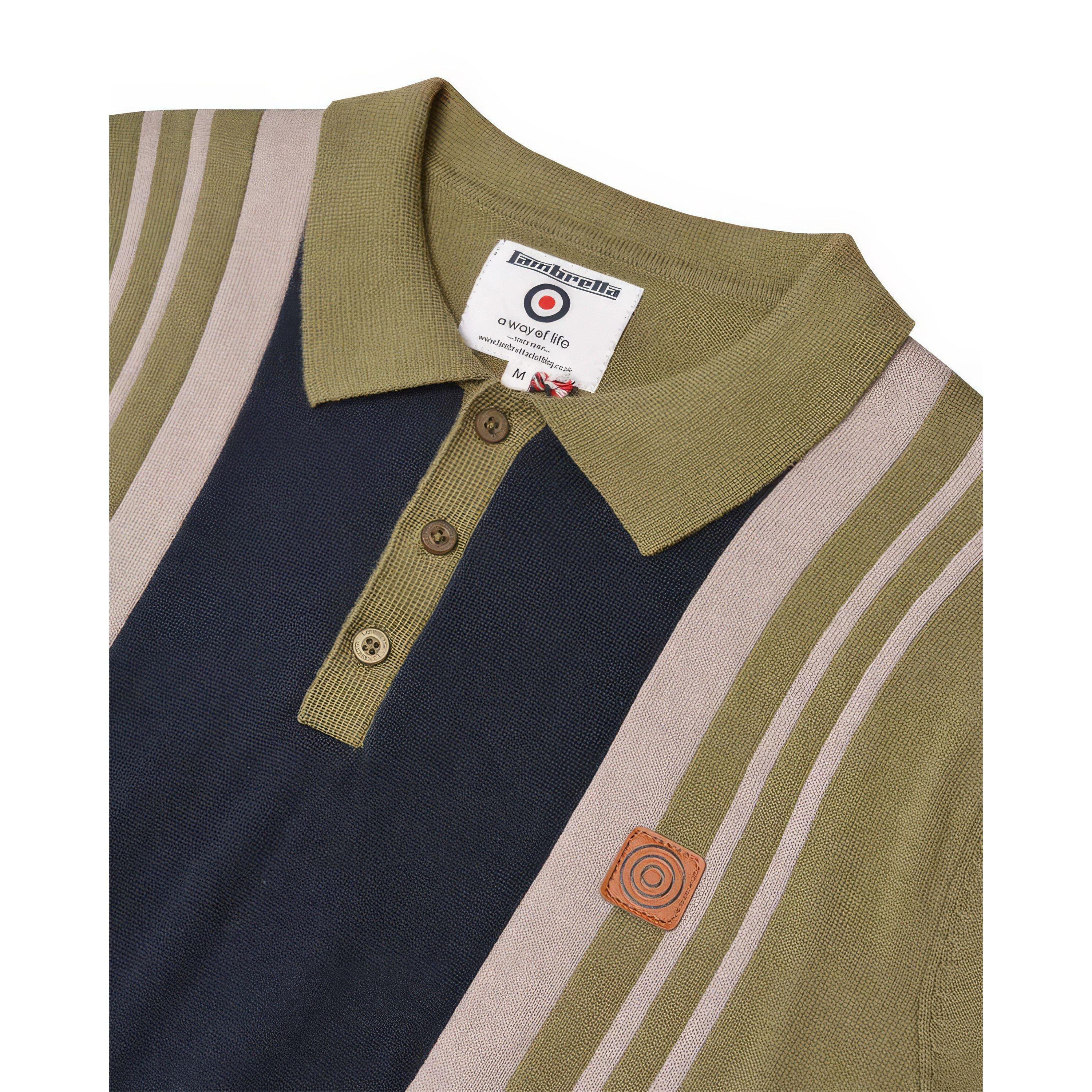 Lambretta Long Sleeve Strip Pane Polo