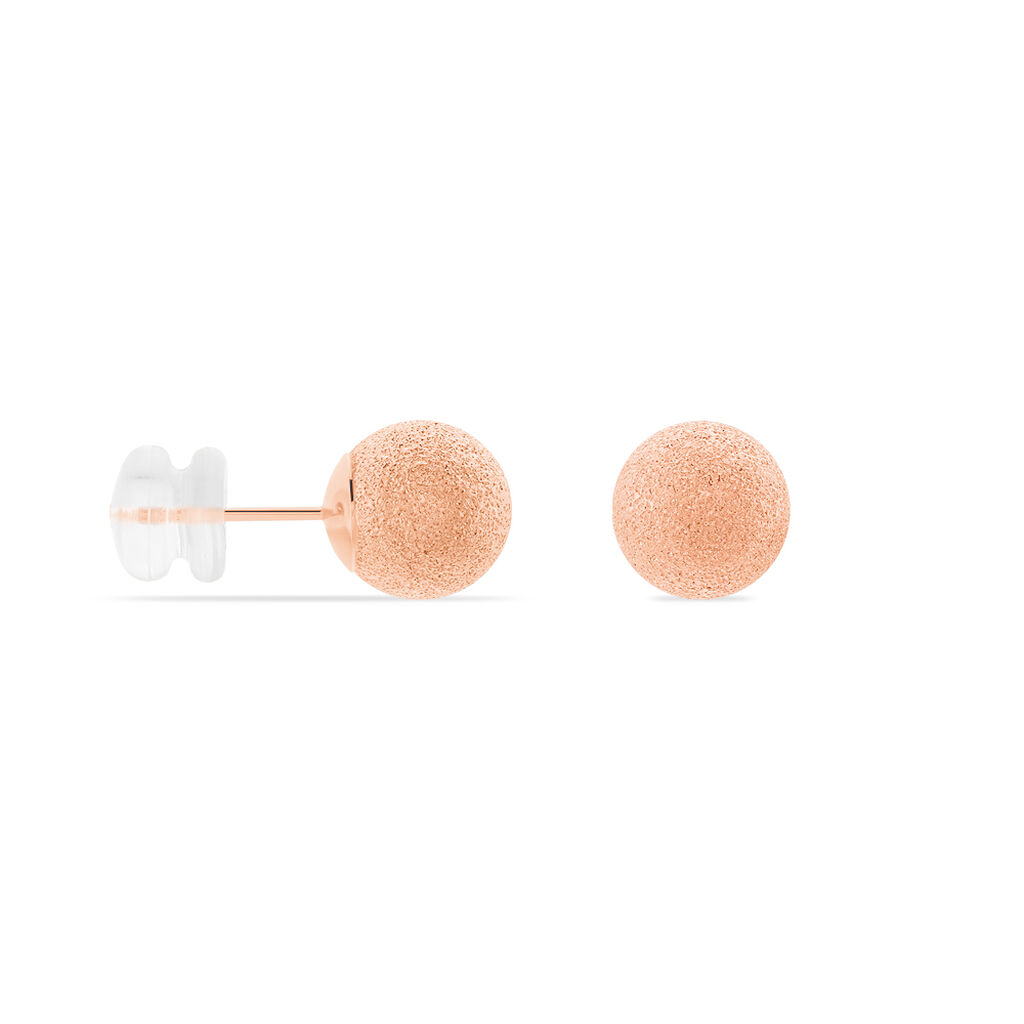 Boucles D'oreilles Puces Fidelia Boule Sablee Or Rose