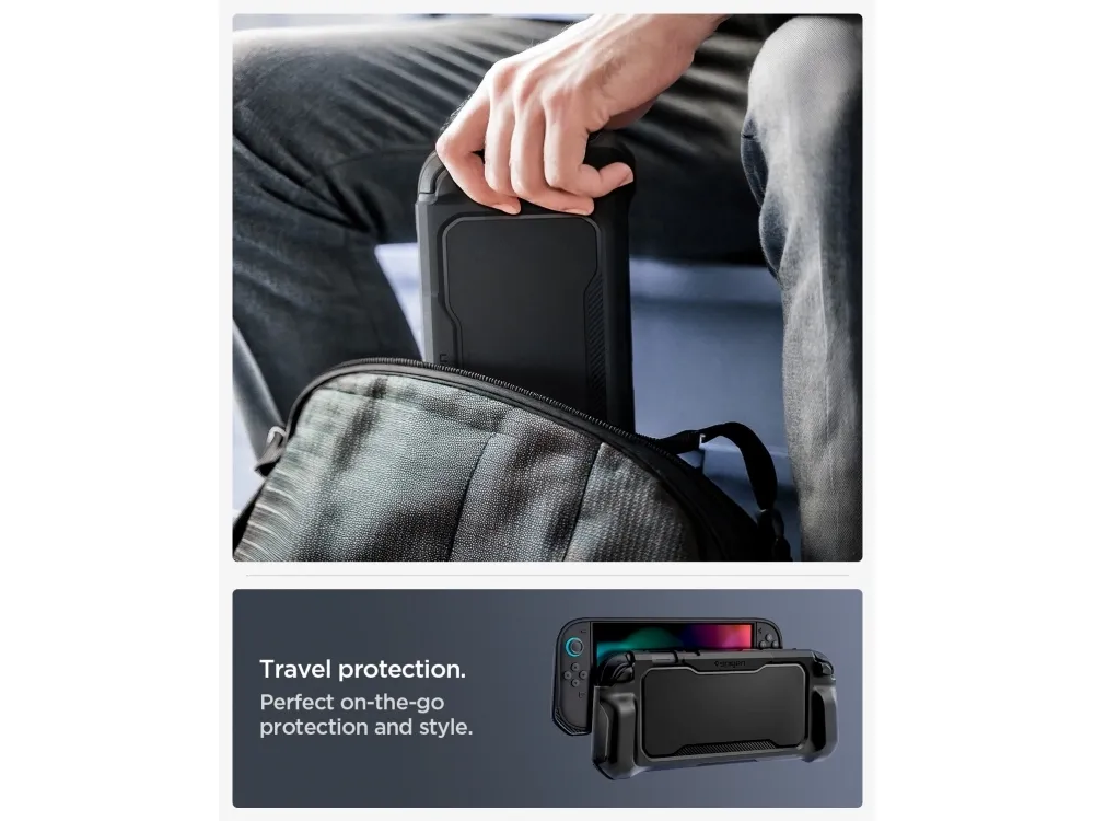 Spigen Rugged Armor, Cover, Nintendo, Sort, Termoplastisk polyurethan (TPU), Nintendo Switch, Stødsikker, Ridseresistent