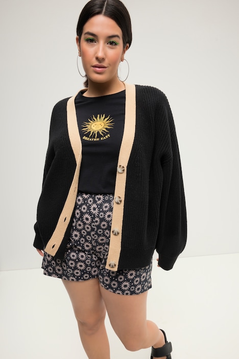 Strickjacke, oversized, Colorblende, Langarm