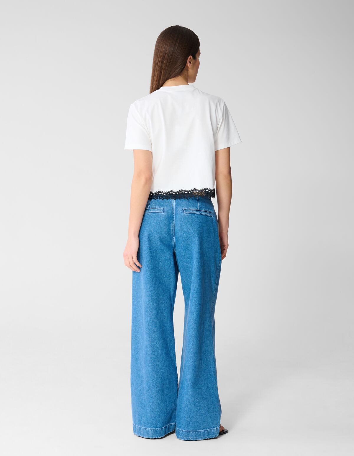 Pleated Wide Leg Fit Jeans Mediumstone