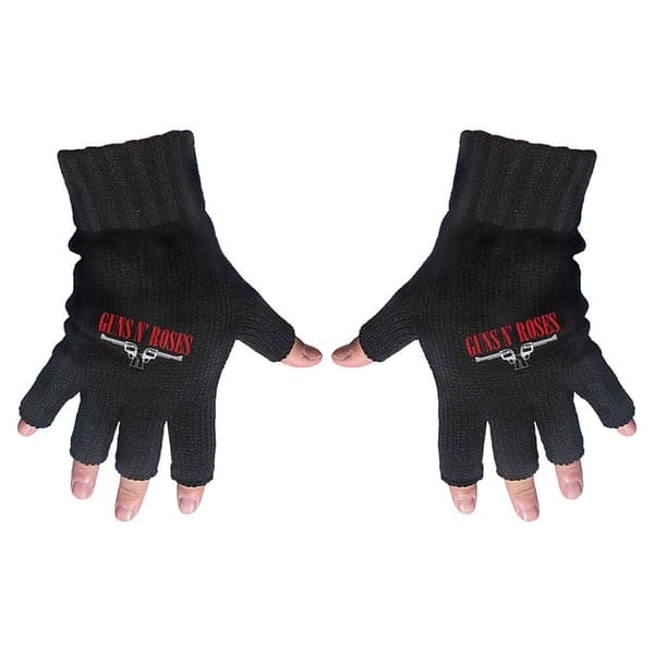 Guns N' Roses Unisex Fingerless Gloves: Logo & Pistols